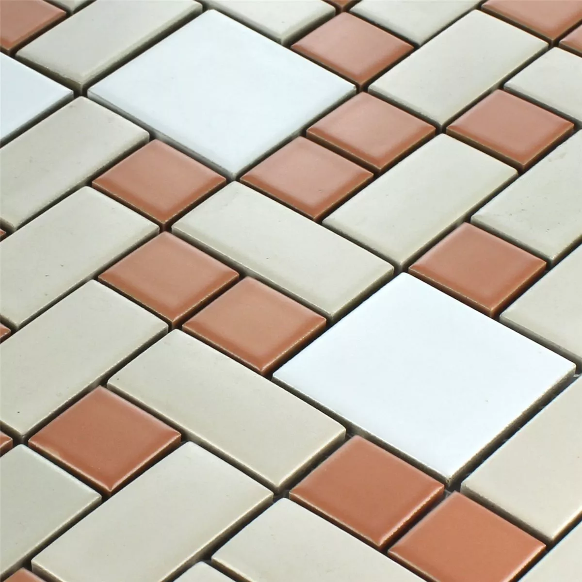 Échantillon Mosaïque Céramique Blanc Beige Terracotta Mix