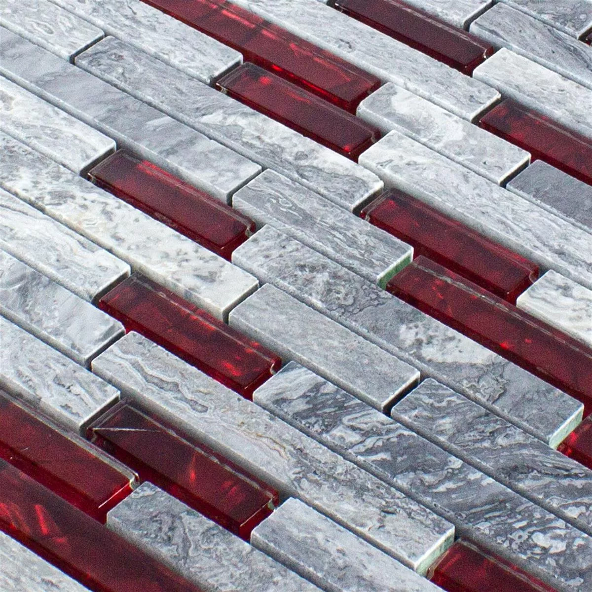 Échantillon Mosaïque Verre Pierre naturelle Carrelage Sinop Gris Rouge Brick