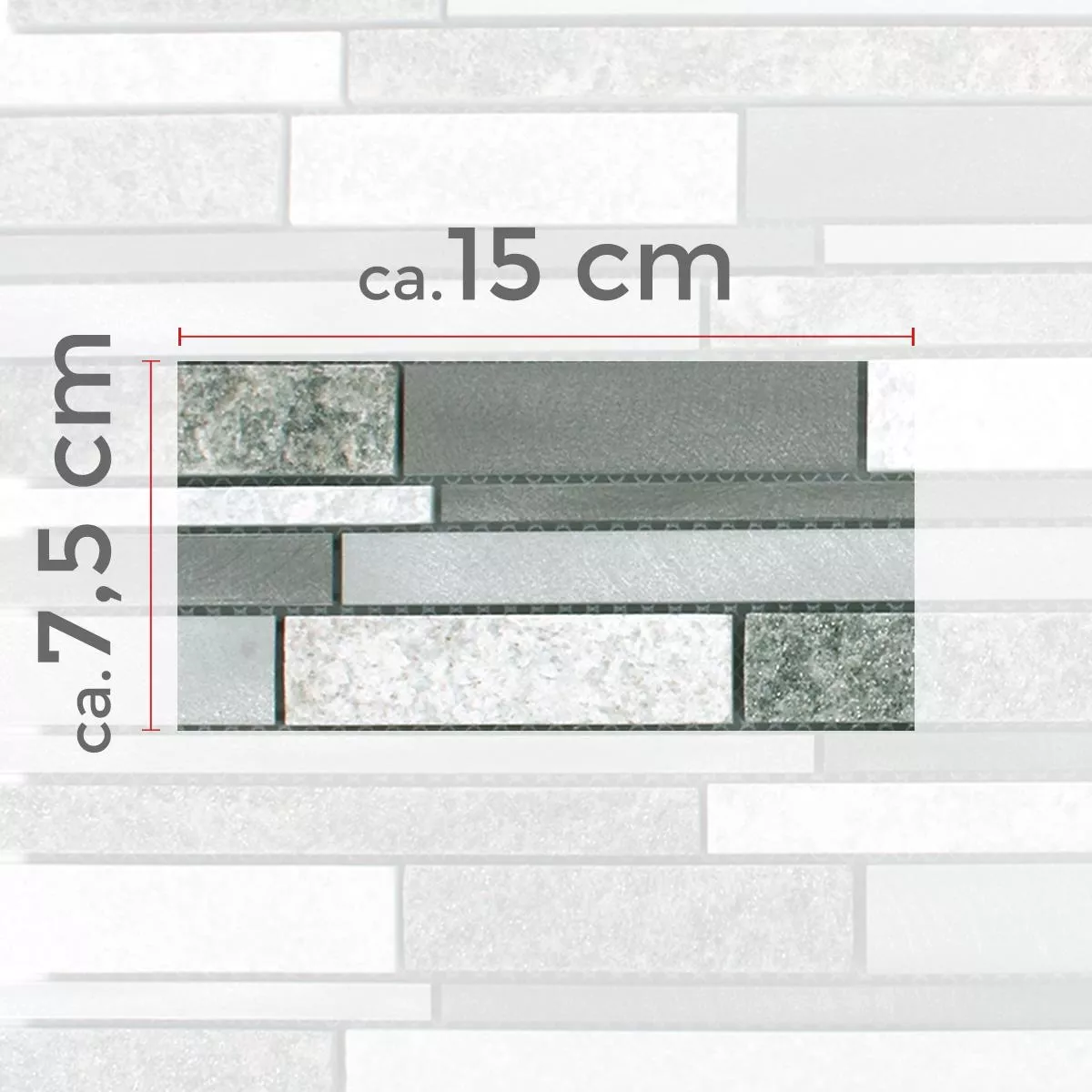 Sample Mozaïektegel Wolga Kwartsiet Aluminium Mix