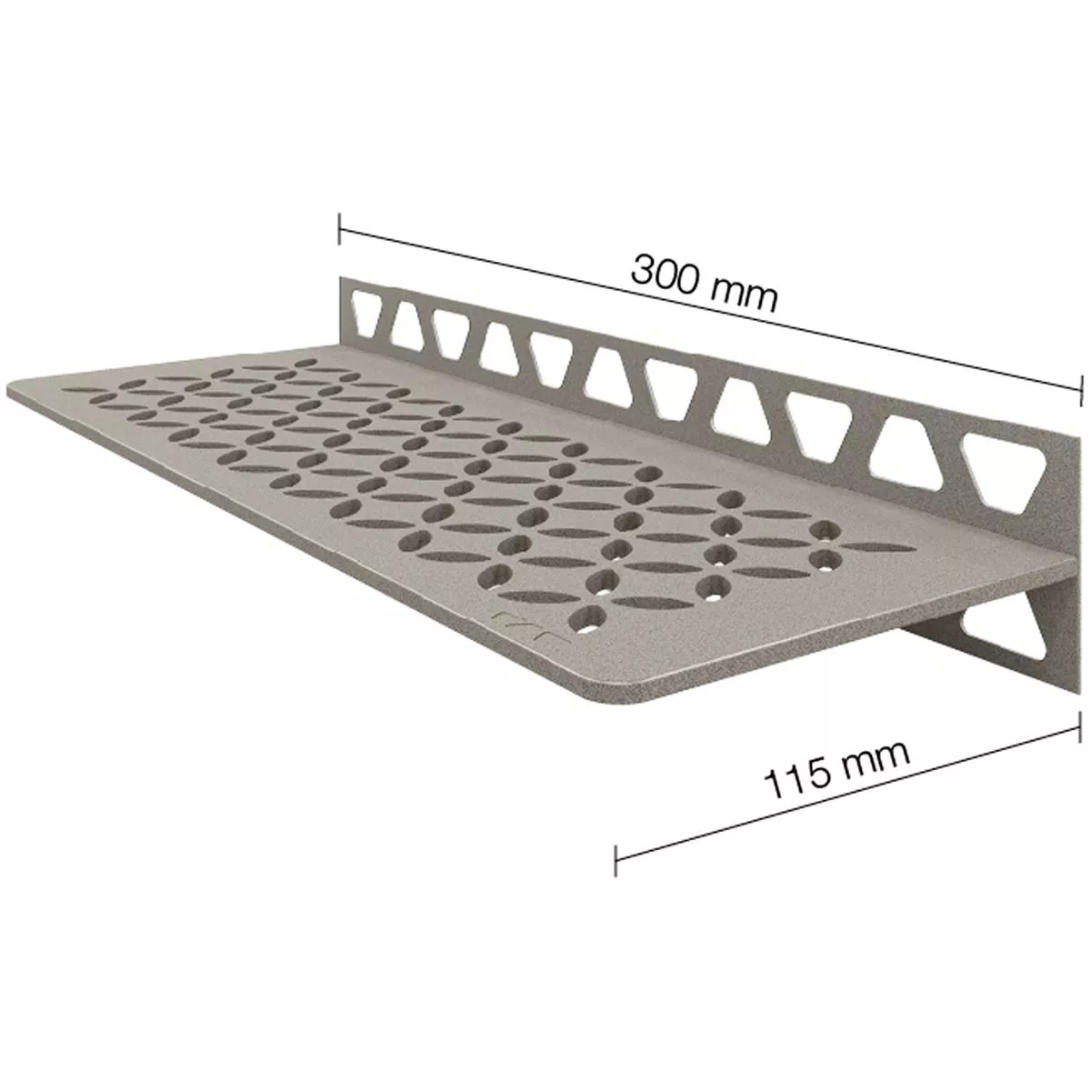 Doucheplank wandplank Schlüter rechthoek 30x11,5cm bloemengrijs