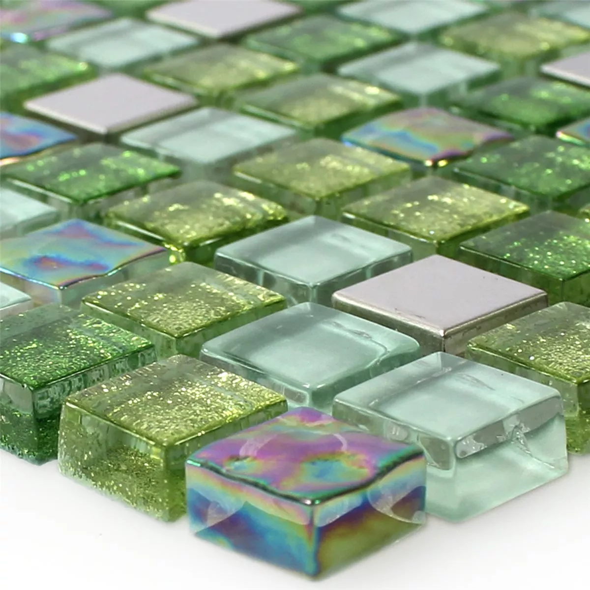 Mozaïektegel Glas Roestvrij Staal Groen Mix Mozaïektegel Glas Roestvrij Staal Groen Mix