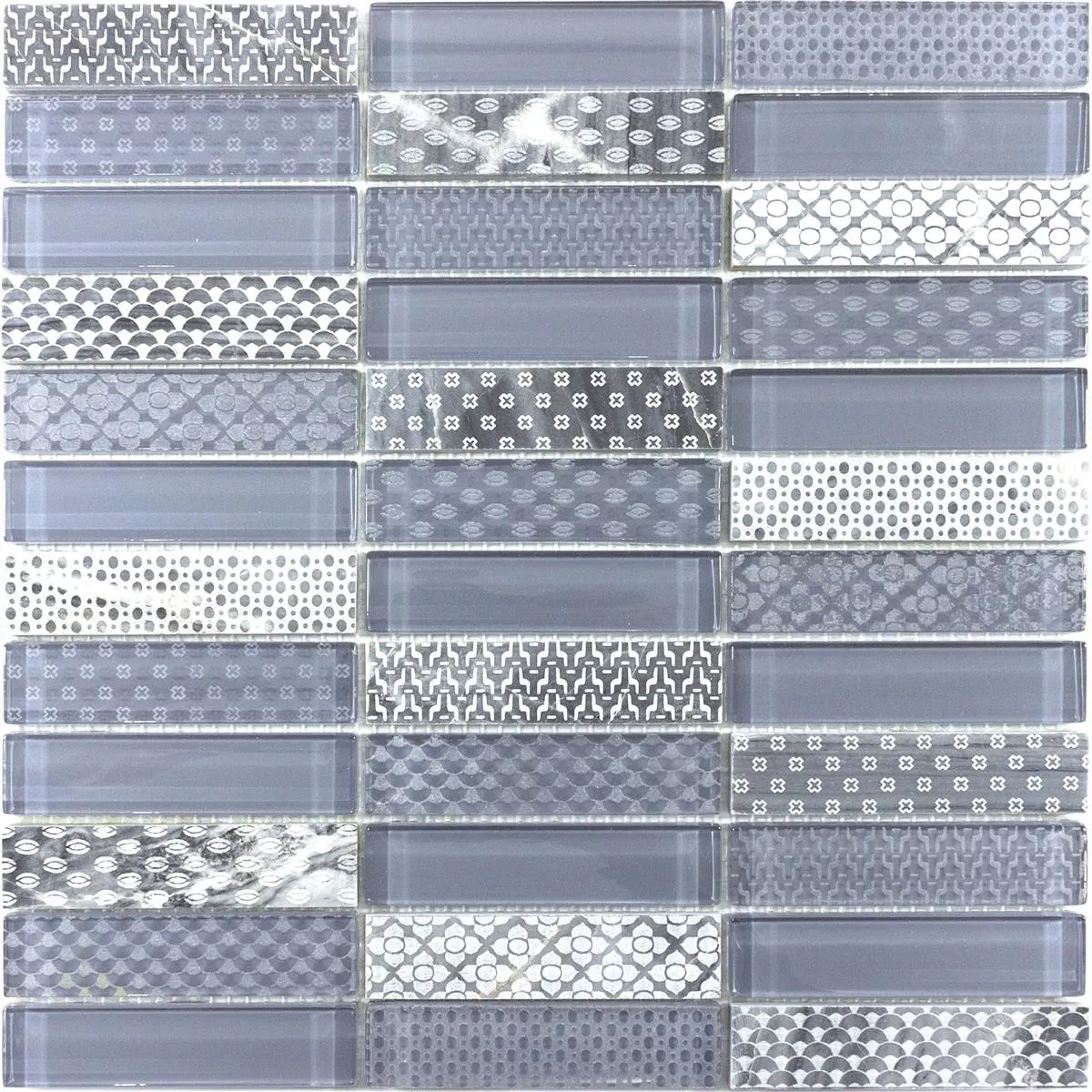 Échantillon Mosaïque Verre Pierre naturelle Carrelage Celestiana Ornament Brick Gris Mix