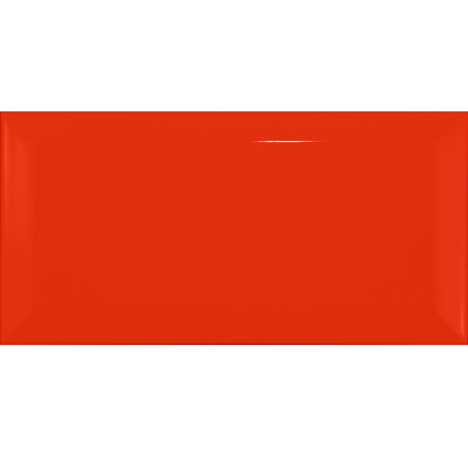 Metro tegel Rood Glanzend 7,5x15 cm Met Facet Pitcox Rojo