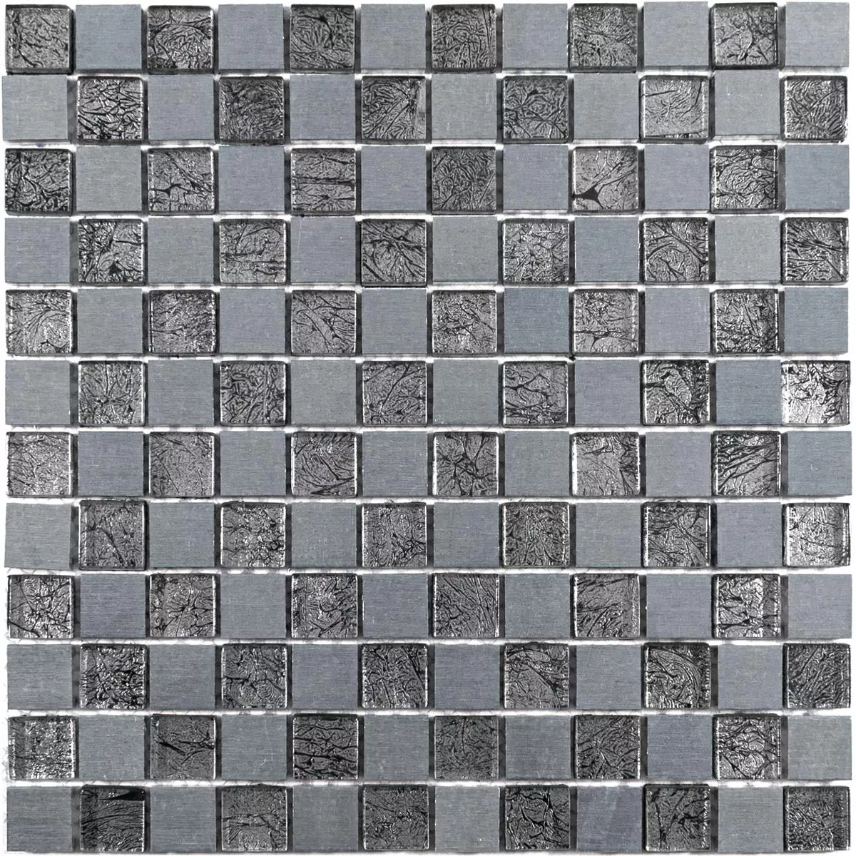 Échantillon Verre Aluminium Mosaïque Carrelage Eldorien Argent-Gris