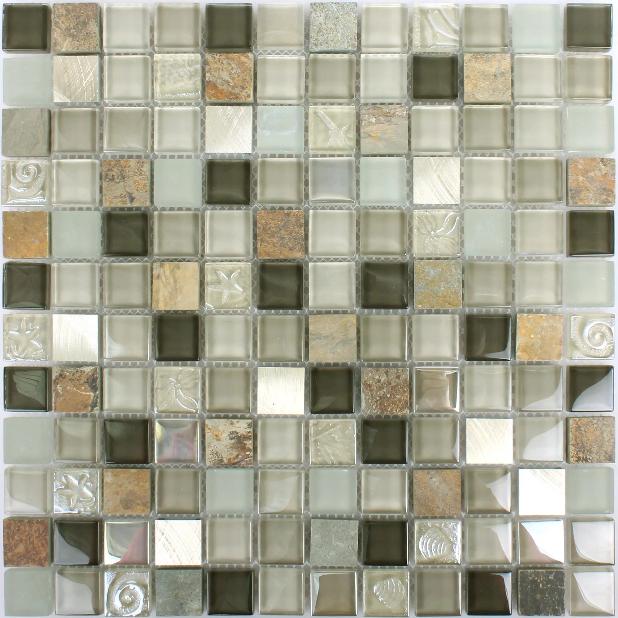 Sample Mozaïektegel Natuursteen Glas Metaal Mix Lockhart