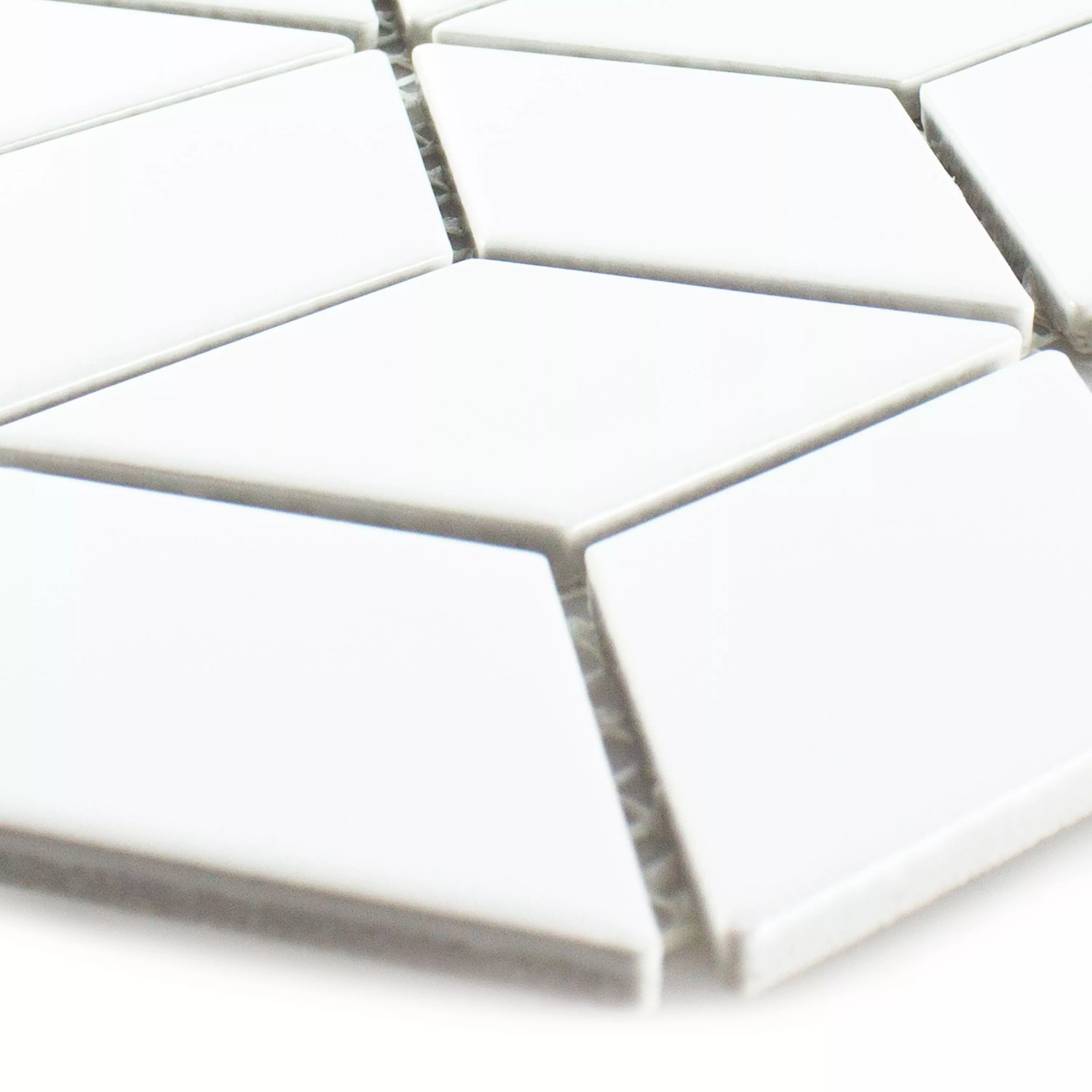 Échantillon Céramique Mosaïque Carrelage Cavalier 3D Cubes Mat Blanc
