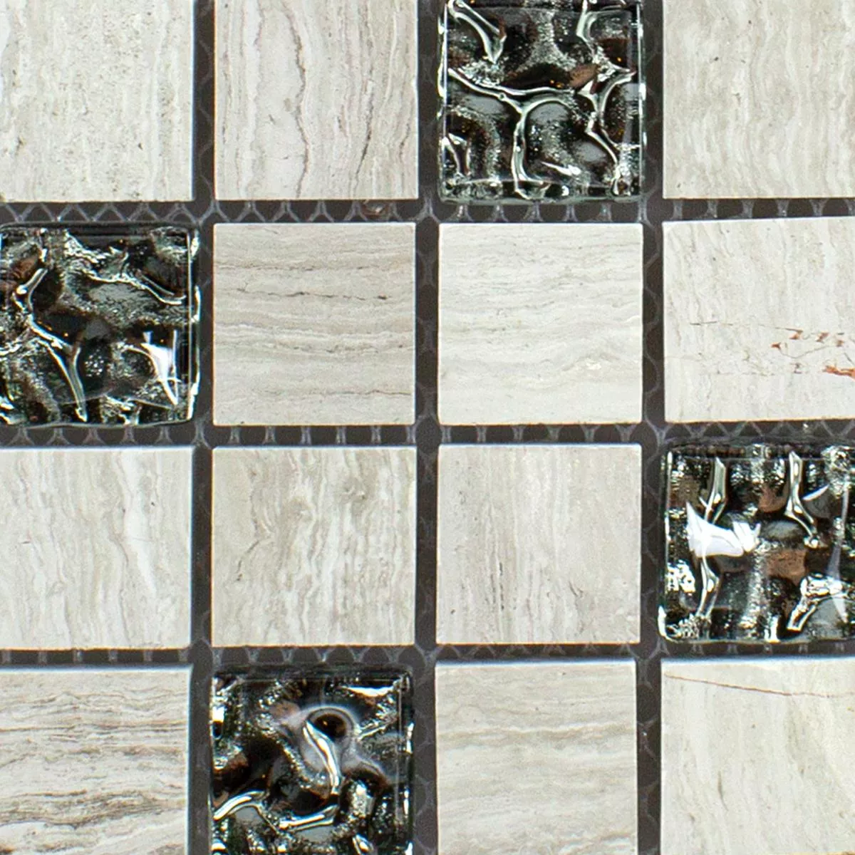 Échantillon Verre Pierre Naturelle Métal Mosaïque Carrelage Fulda Gris Argent