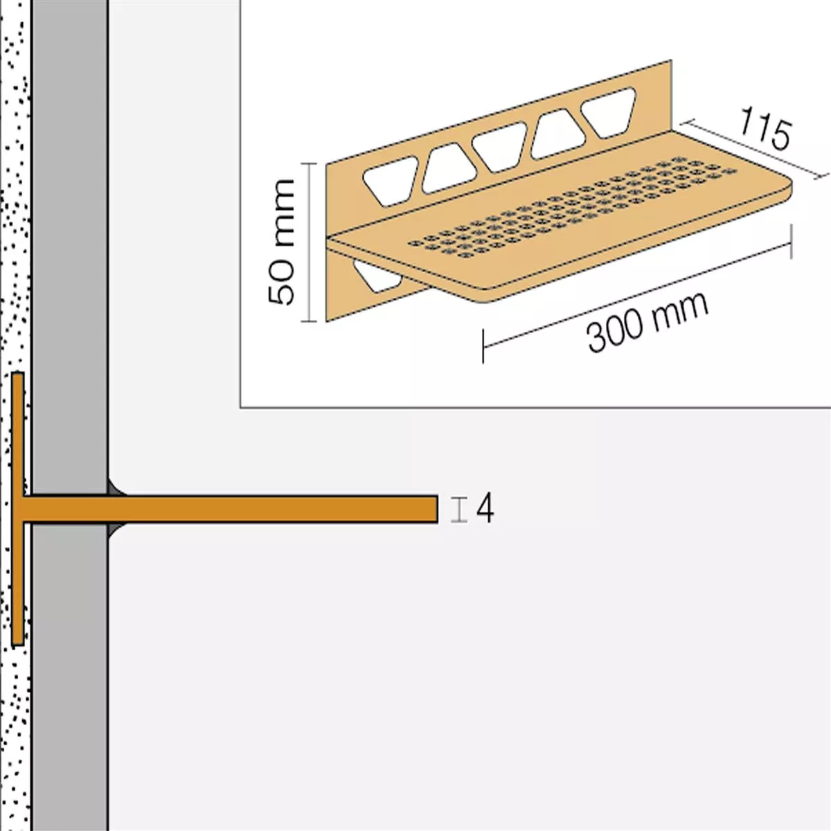 Doucheplank wandplank Schlüter rechthoek 30x11,5cm bloemen wit