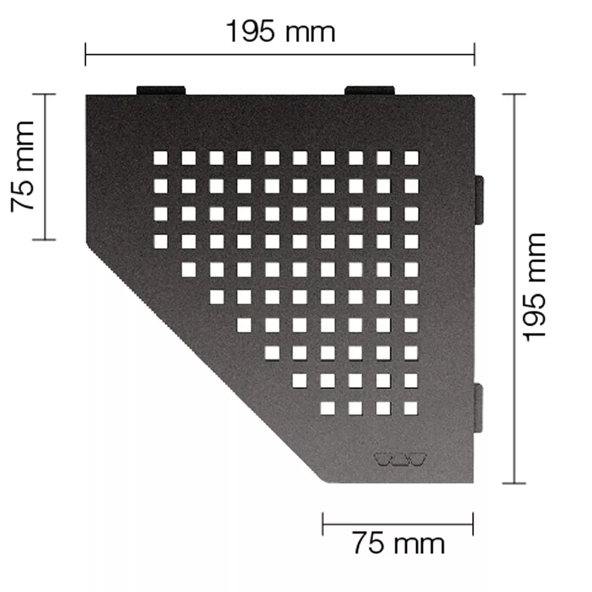 Wandplank doucheplank Schlüter 5eck 19,5x19,5cm vierkant antraciet