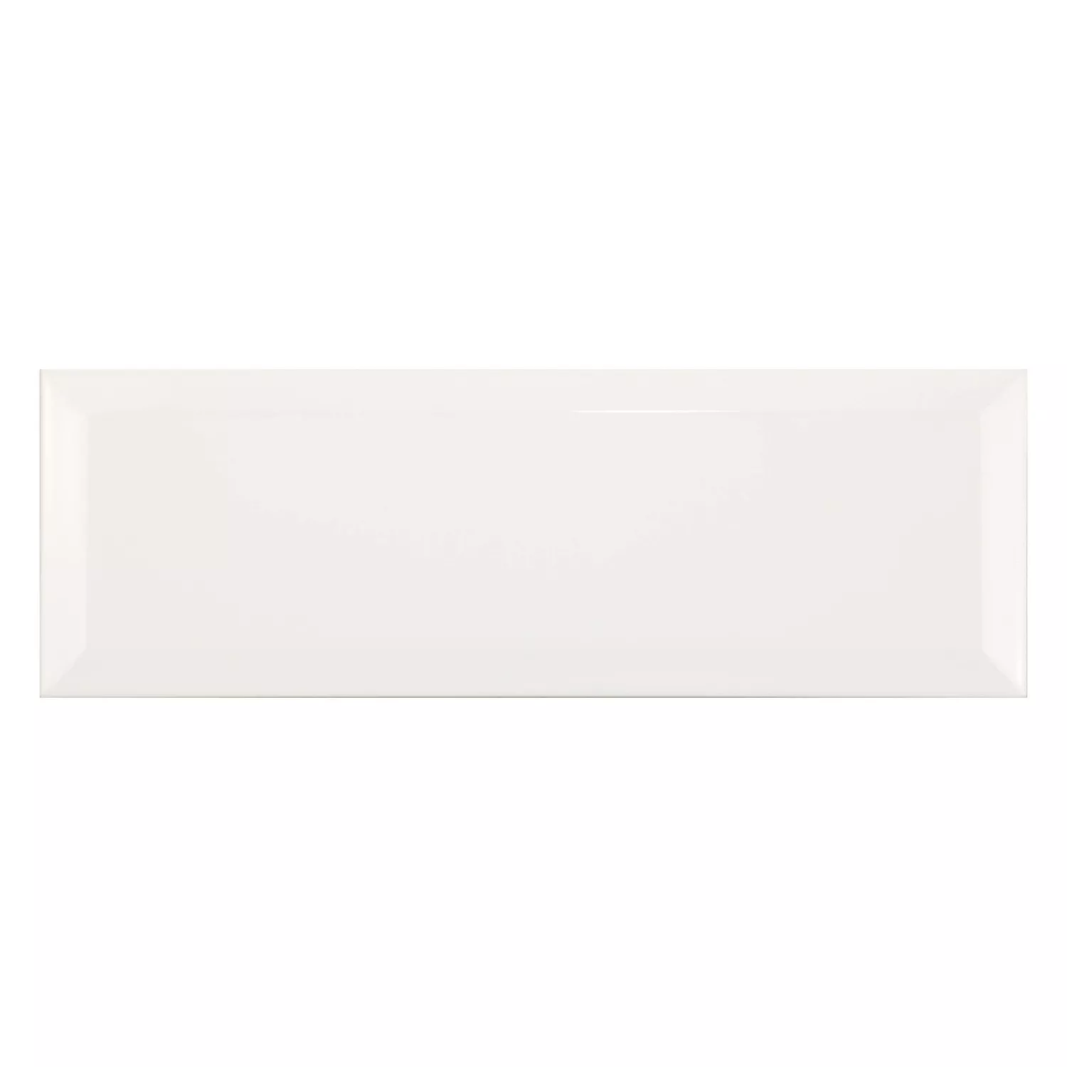 Metro tegel Wit Glanzend 10x30 cm Met Facet El Paso Blanco