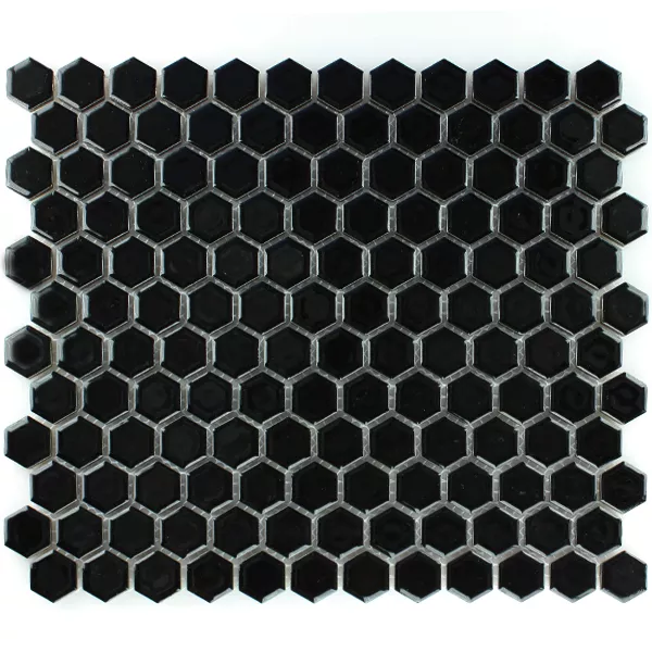Mosaïque Céramique Hexagon Noir Brillant H23