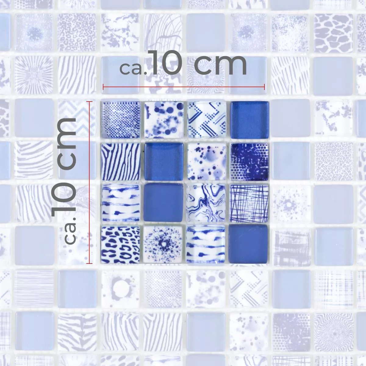 Échantillon Mosaïque En Verre Carrelage Cornelia Optique Rétro Bleu