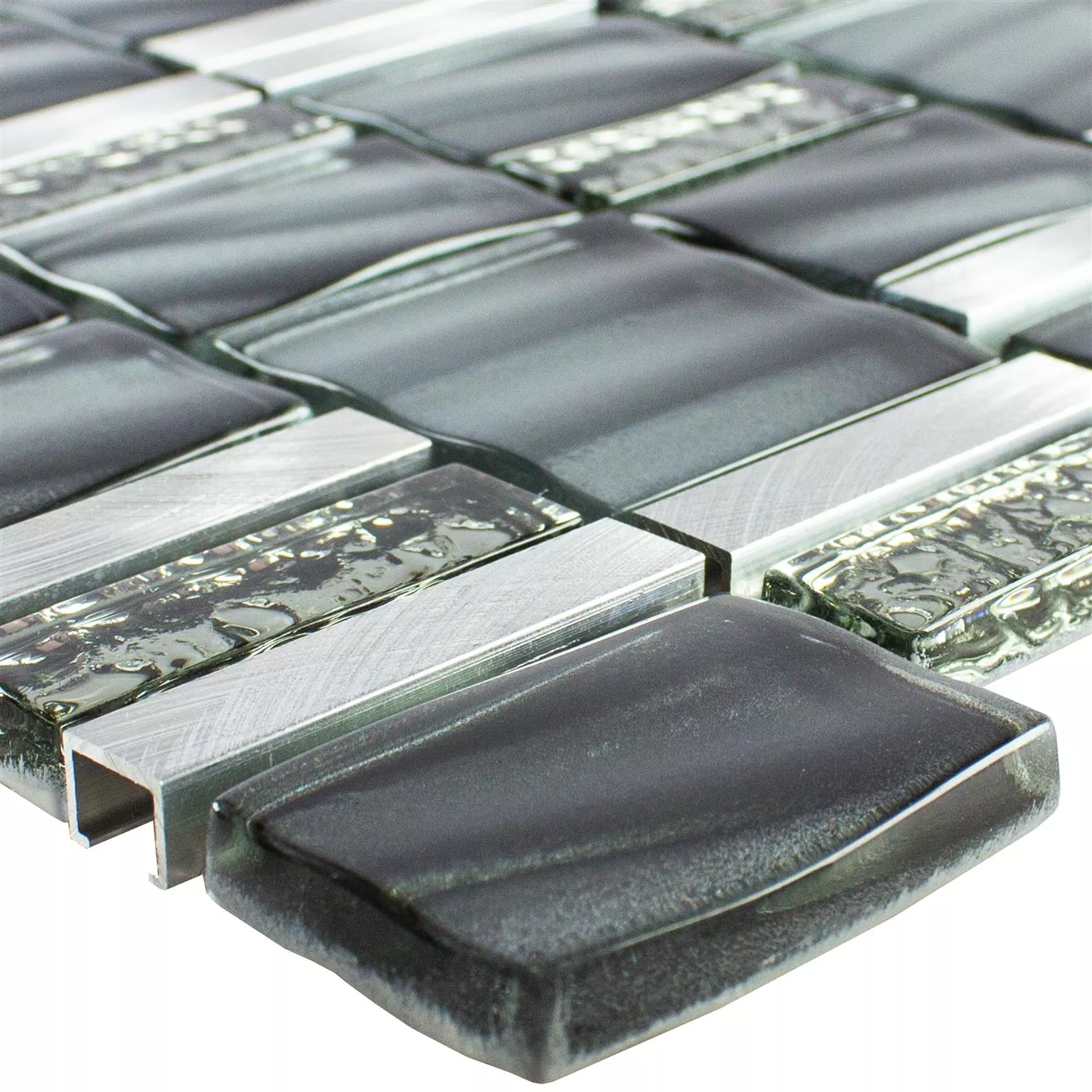Glas Metaal Mozaïektegel Union Grijs Zilver Glas Metaal Mozaïektegel Union Grijs Zilver