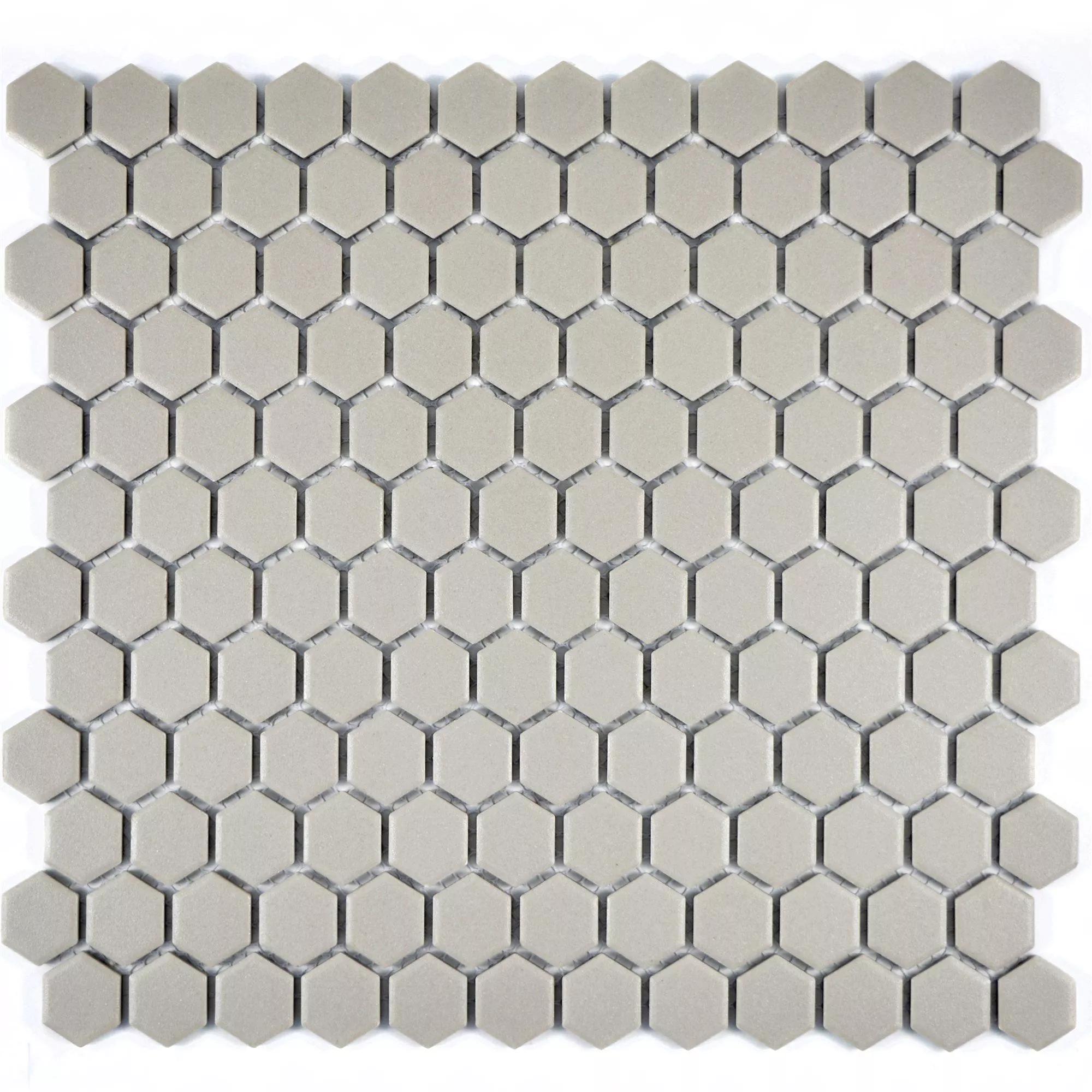 Sample Keramiek Mozaïektegels Hexagon Zeinal Onverglaasd Lichtgrijs R10B