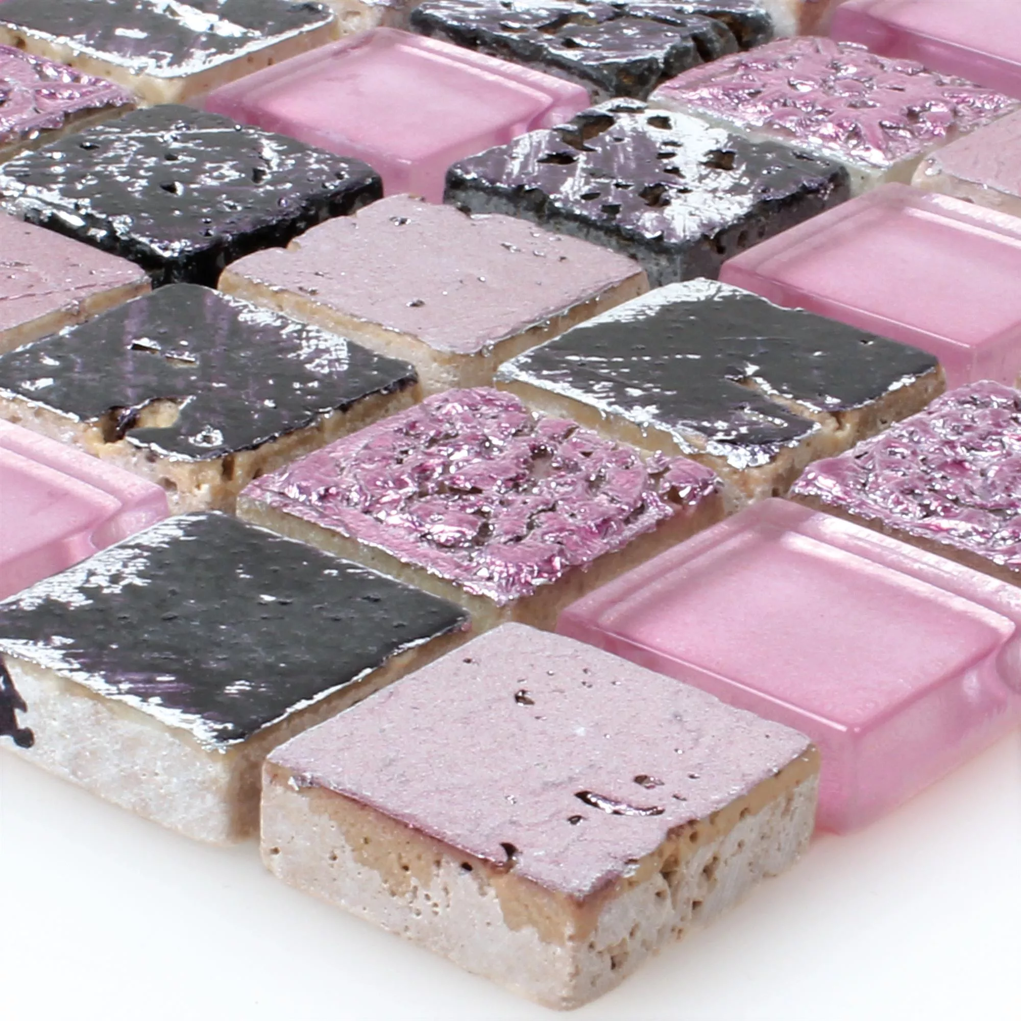 Verre Pierre Naturelle Résine Mosaïque Pink Mix Verre Pierre Naturelle Résine Mosaïque Pink Mix