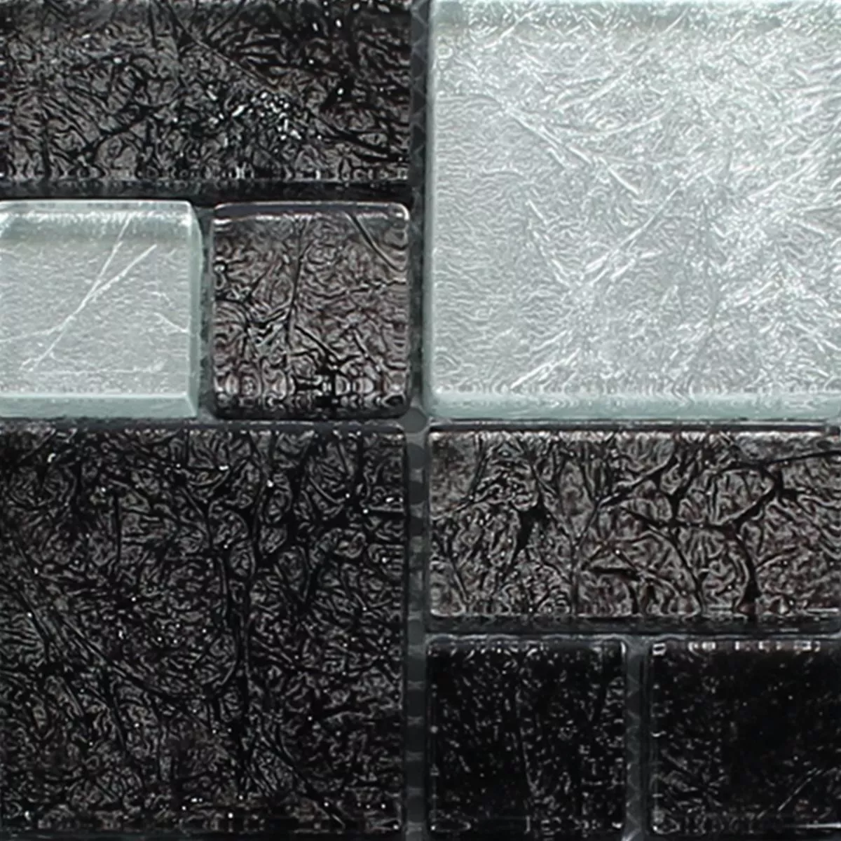 Sample Glasmozaïek Tegels Curlew Zwart Zilver ix