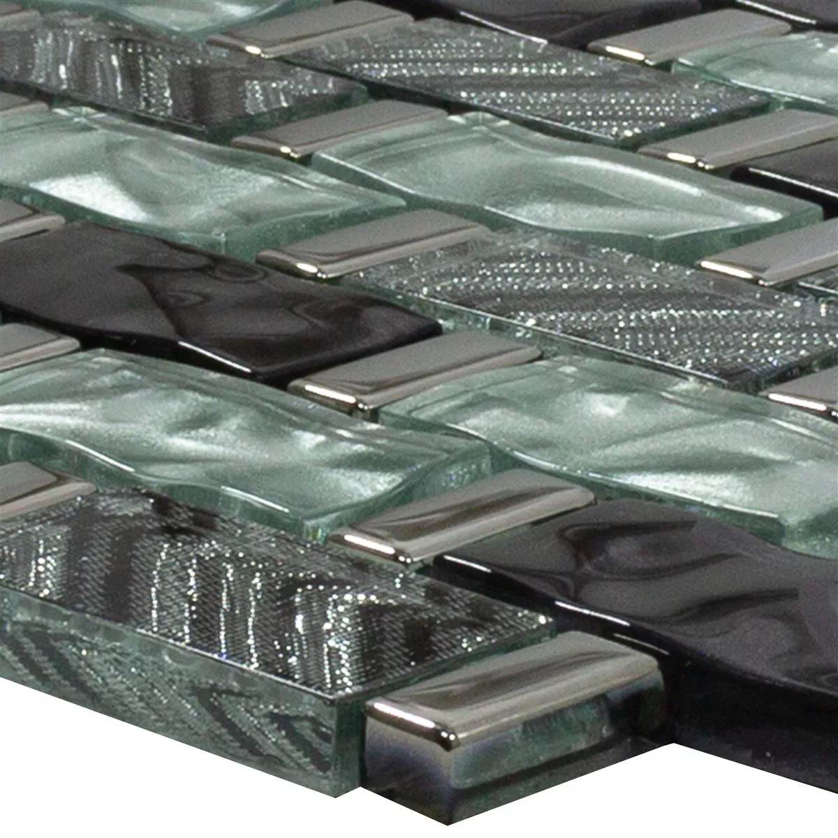 Glasmozaïek Tegels Vancouver Gegolfd Grijs Blauw Mix Glasmozaïek Tegels Vancouver Gegolfd Grijs Blauw Mix