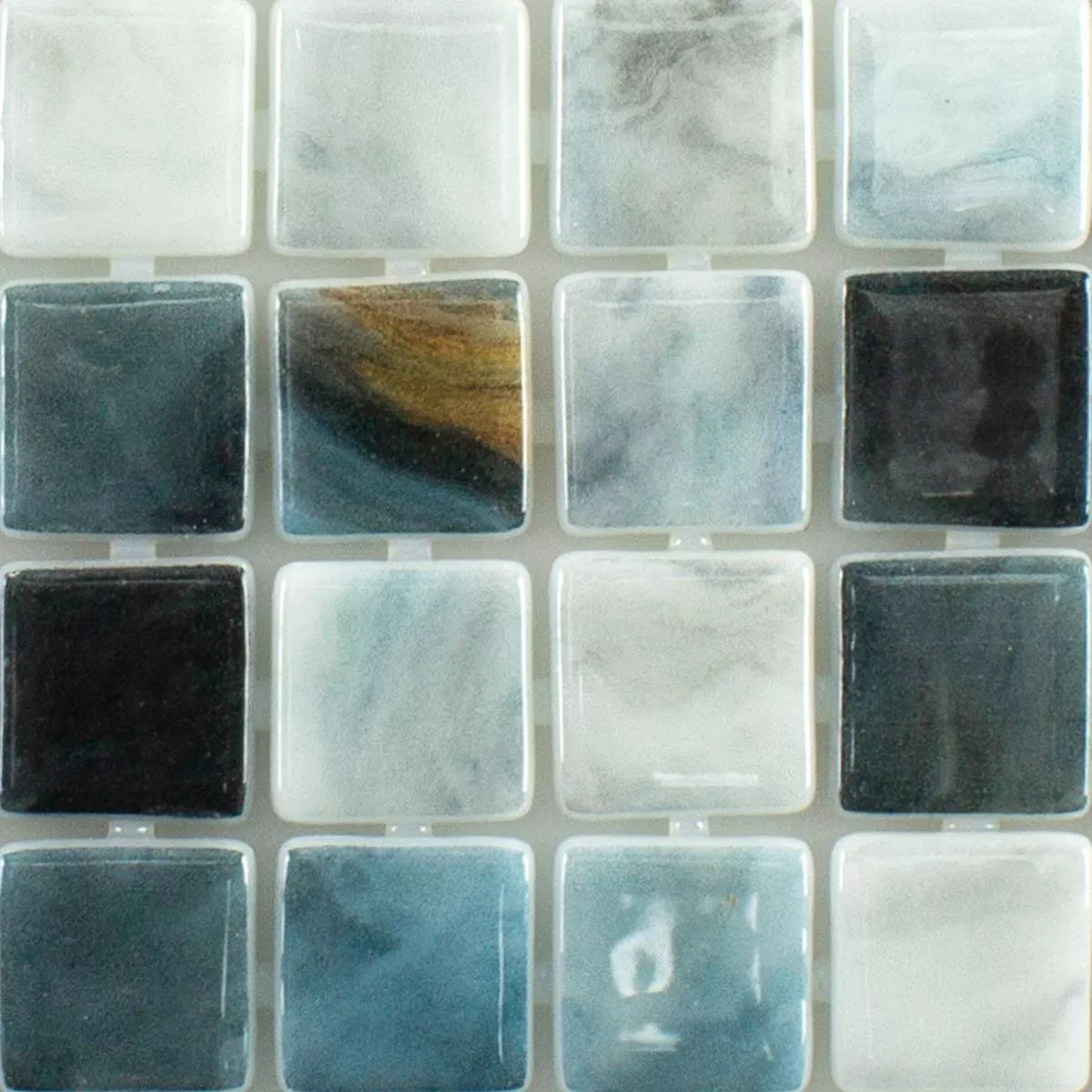 Échantillon Mosaïque verre pour piscine Baltic Bleu Gris