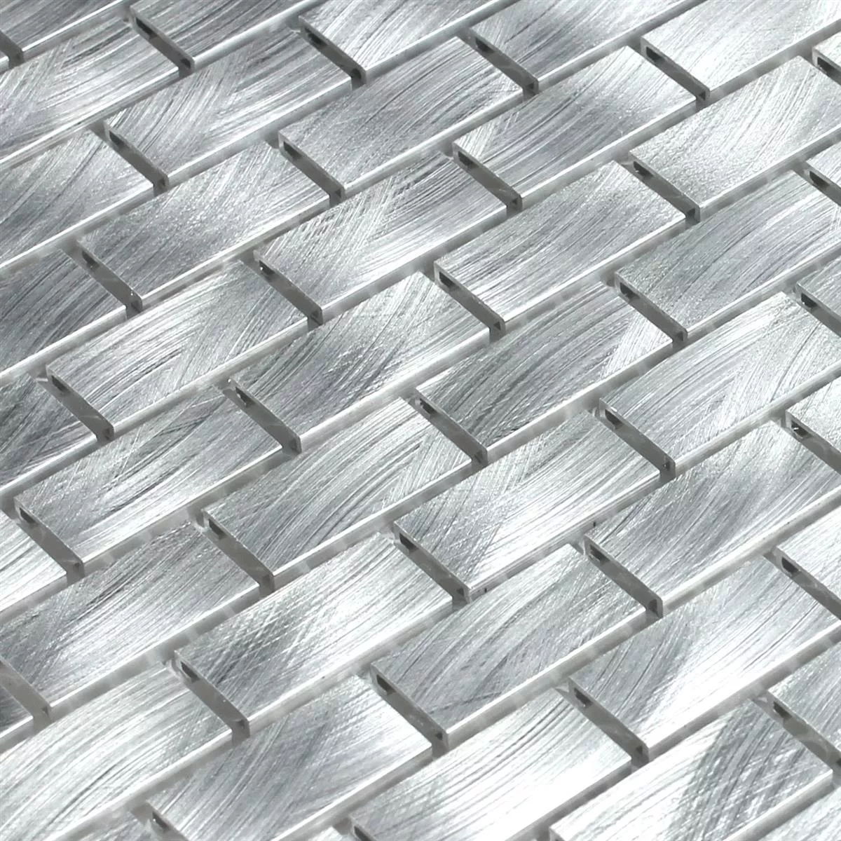 Mozaïektegel Aluminium Zilver 15x30x4mm