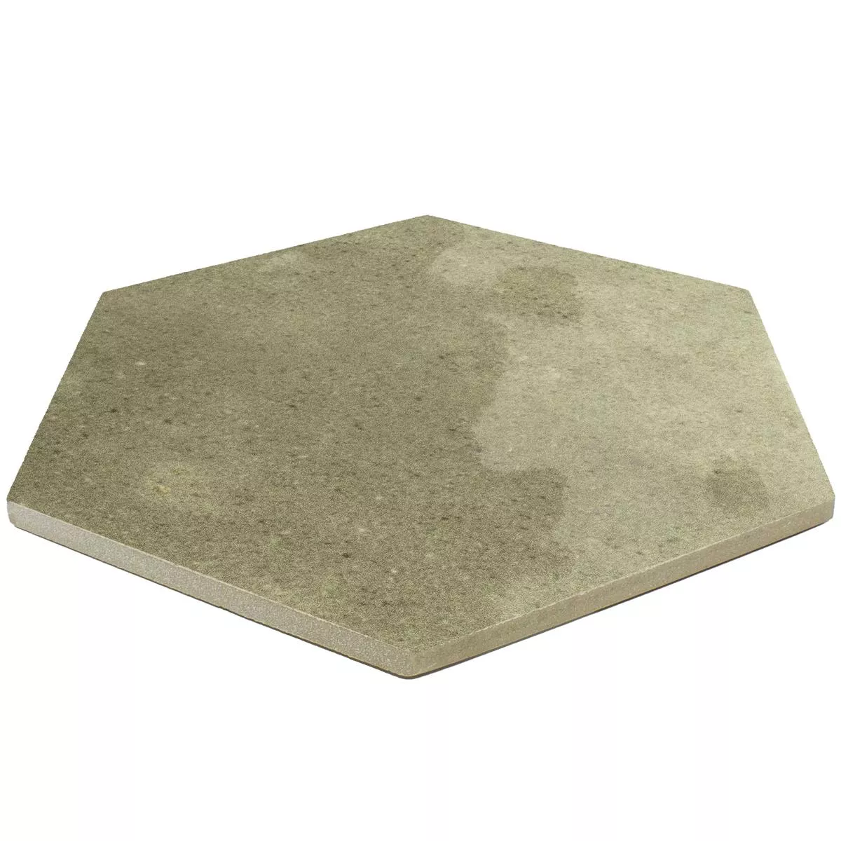 Échantillon Carrelage Mural Arosa Brillant Ondulé Hexagone Vert Olive 17,3x15cm