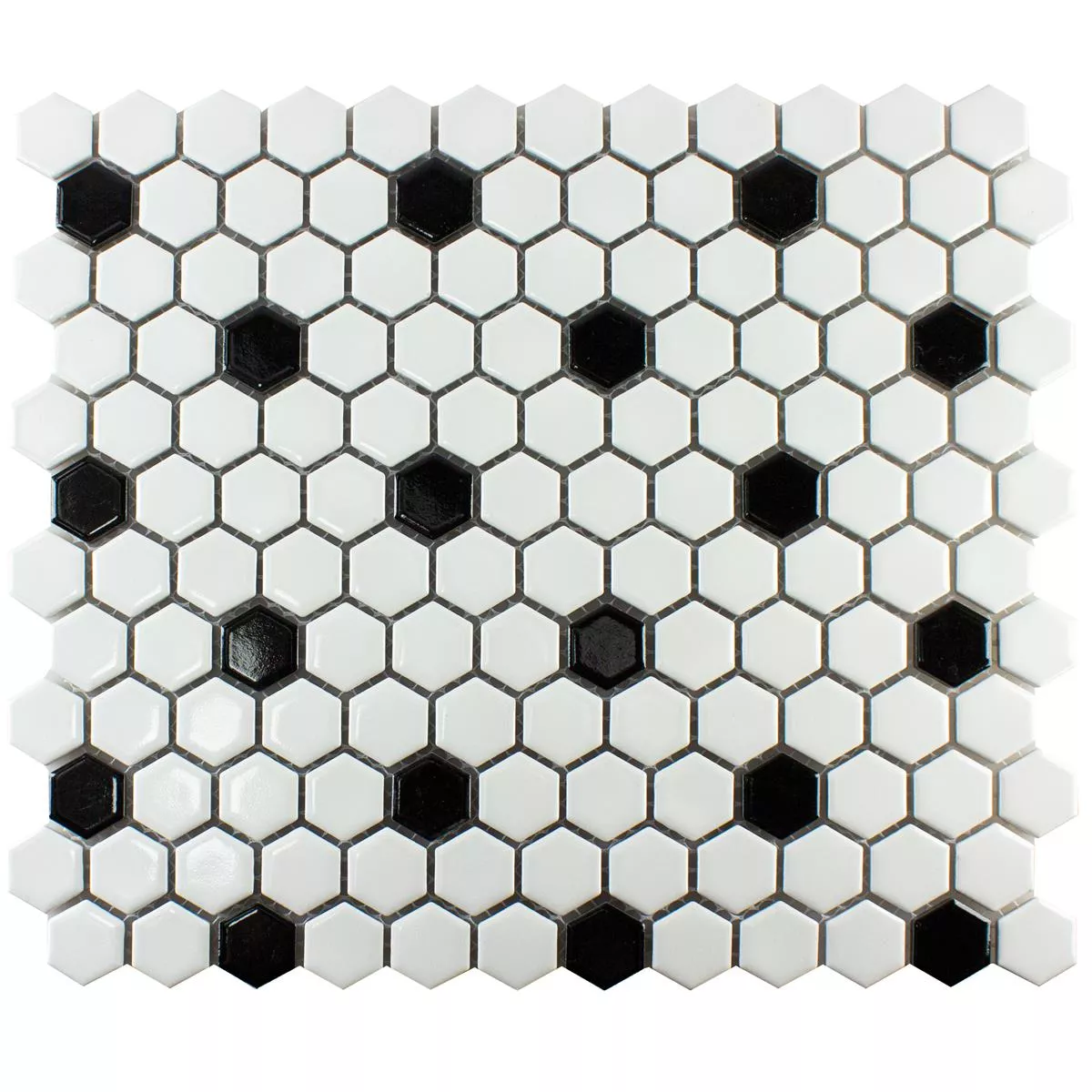 Céramique Mosaïque Carrelage Hexagone Chaplin Noir Blanc