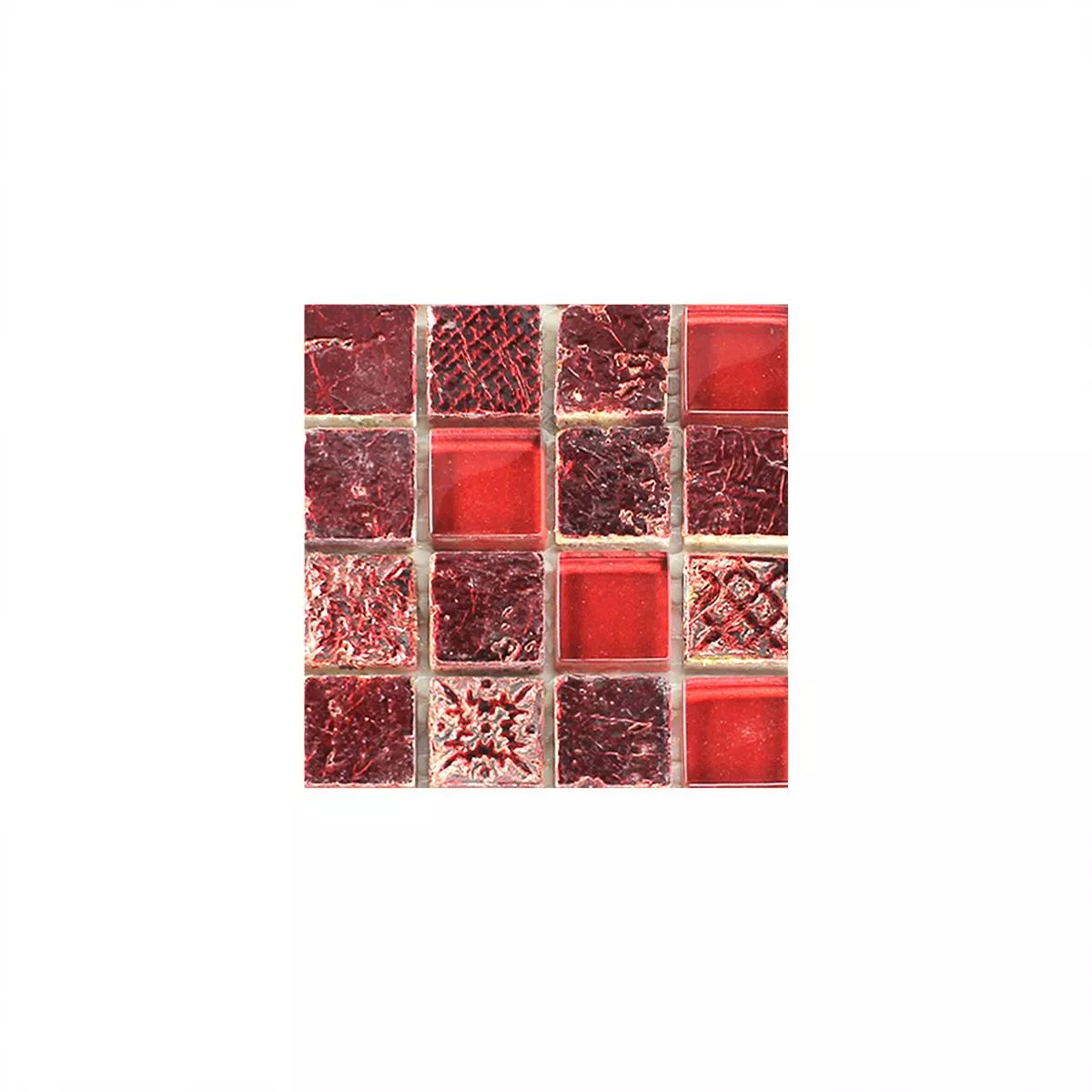 Échantillon Verre Calcaire Marbré Mosaïque Lava Rouge Duo