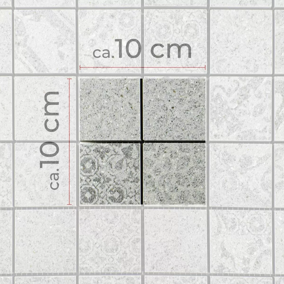 Échantillon Céramique Mosaïque Carrelage Jeylo Optique Rétro Gris Q48