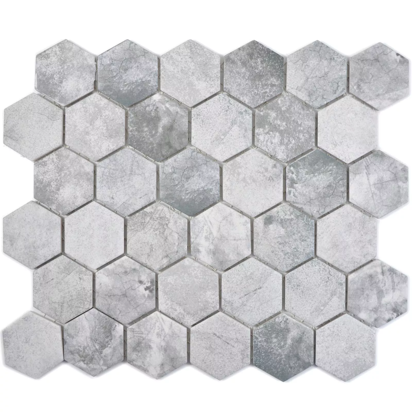 Sample Keramiek Mozaïek Comtessa Hexagon Cement Optic Lichtgrijs