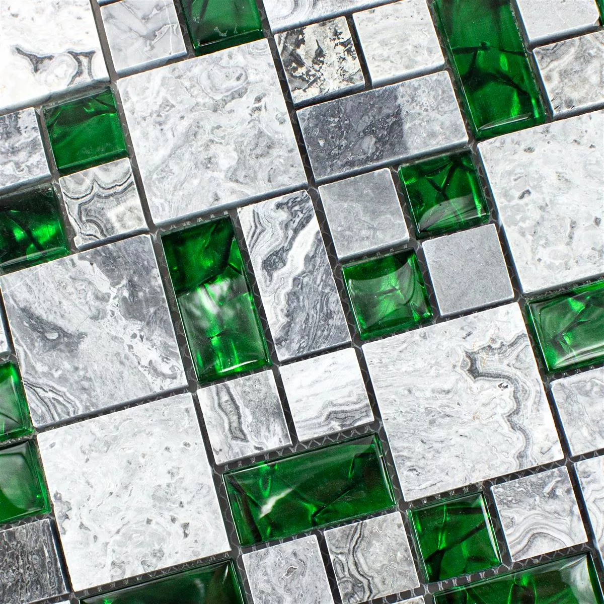 Sample Glas Natuursteen Mozaïek Tegels Sinop Grijs Groen 2 Mix