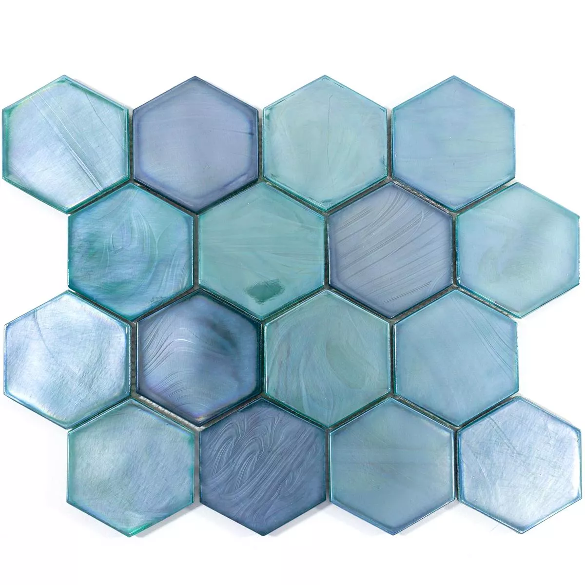 Échantillon Mosaïque En Verre Carrelage Andalucia Hexagone Lac Vert