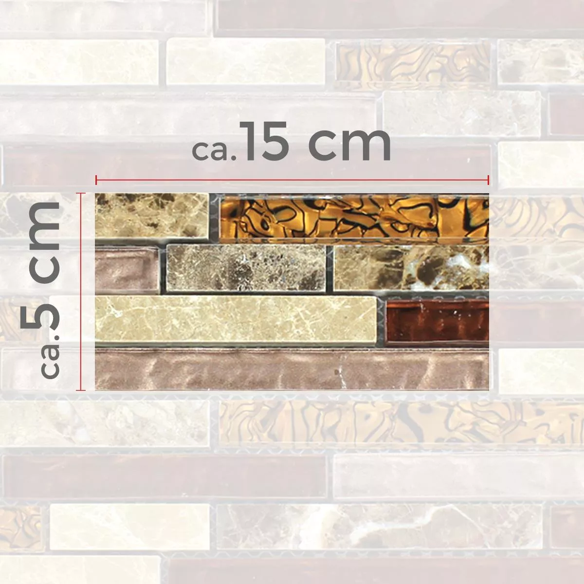 Échantillon Mosaïque Verre Marbré Brun Beige