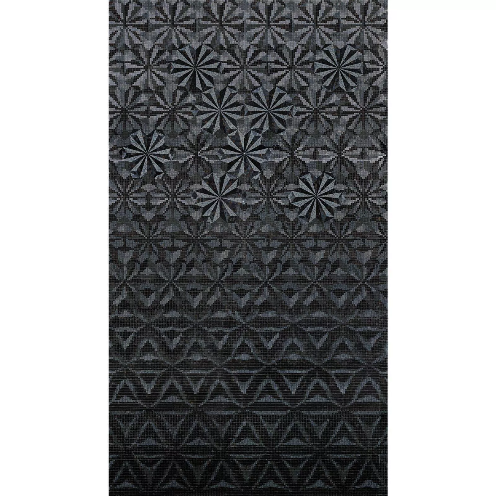 Mosaïque En Verre Image Magicflower Black 110x240cm