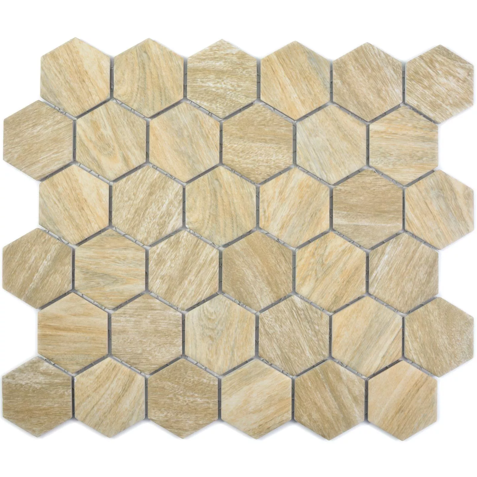 Keramiek Mozaïek Duponti Hexagon Houtlook Beige