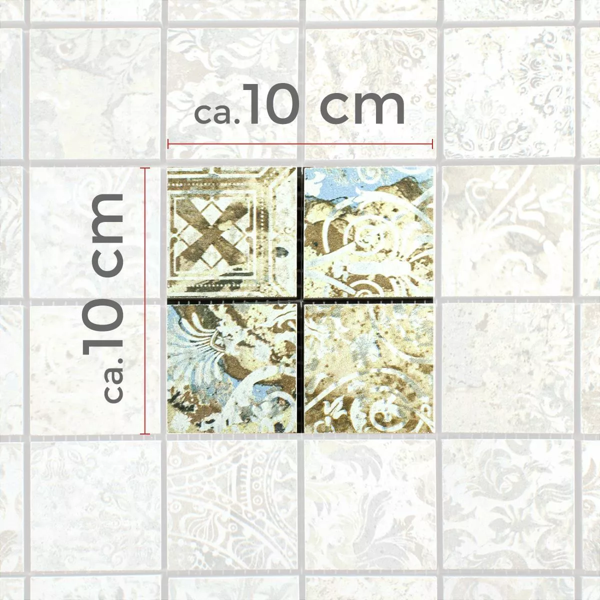 Échantillon Céramique Mosaïque Carrelage Bellona Effet Coloré