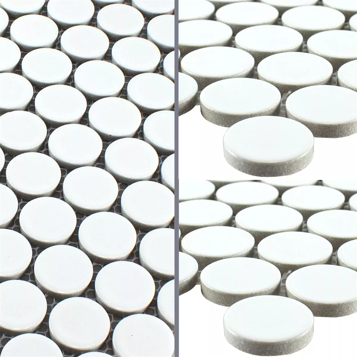 Échantillon Céramique Bouton Mosaïque Carrelage LaRosita Blanc