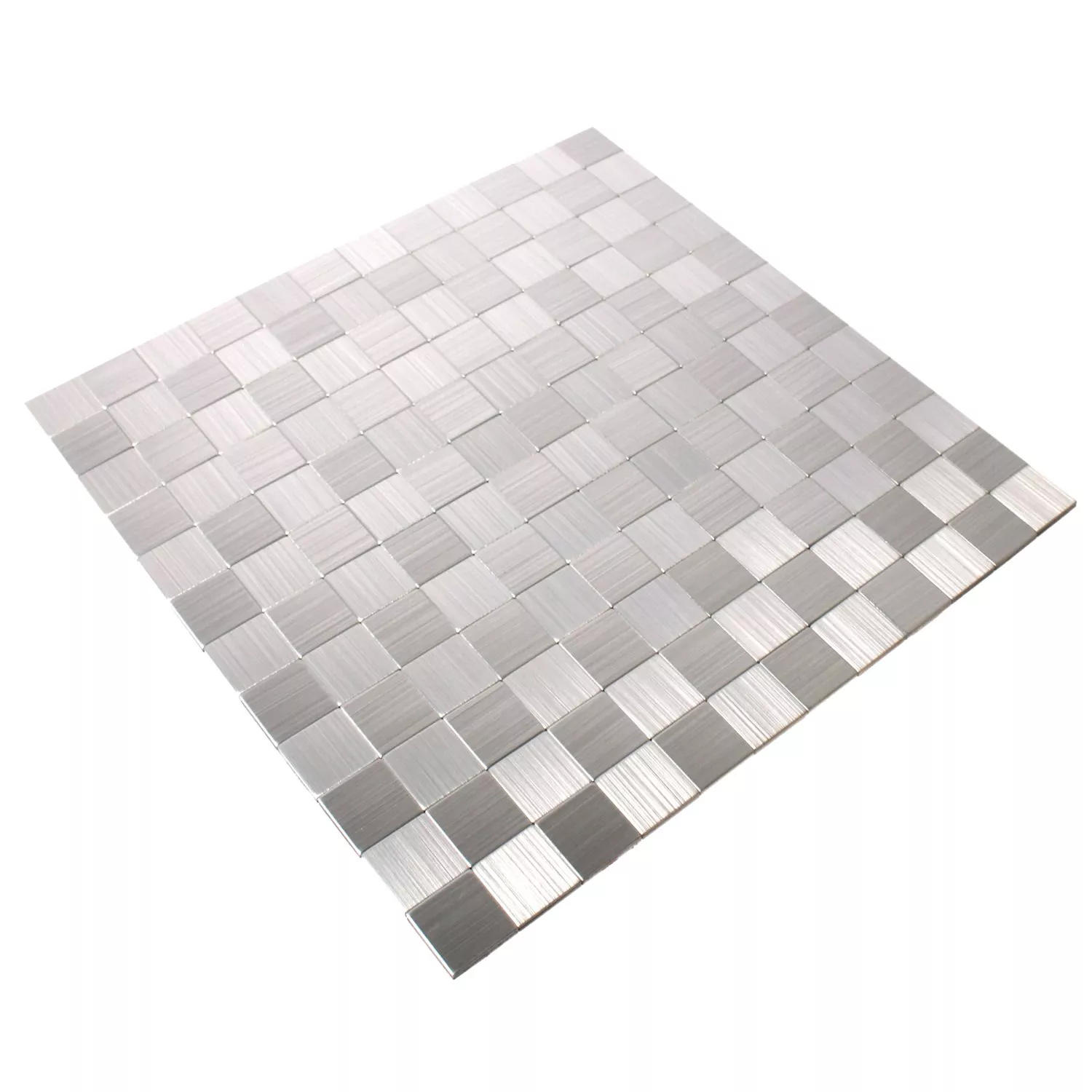 Échantillon Mosaïque Carrelage Métal Auto Adhésif Mikros Argent Carré 25