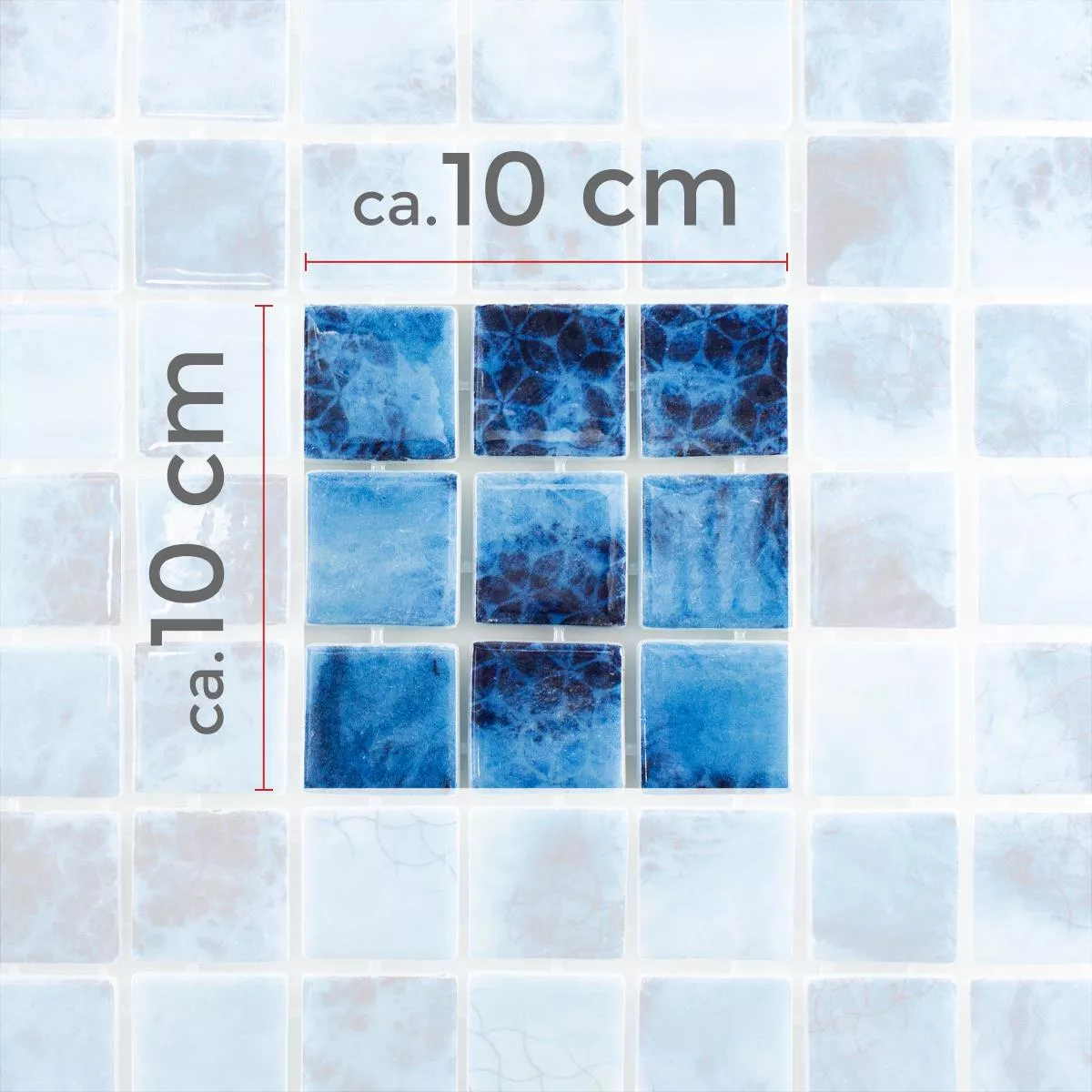 Échantillon Mosaïque verre pour piscine Baltic Bleu