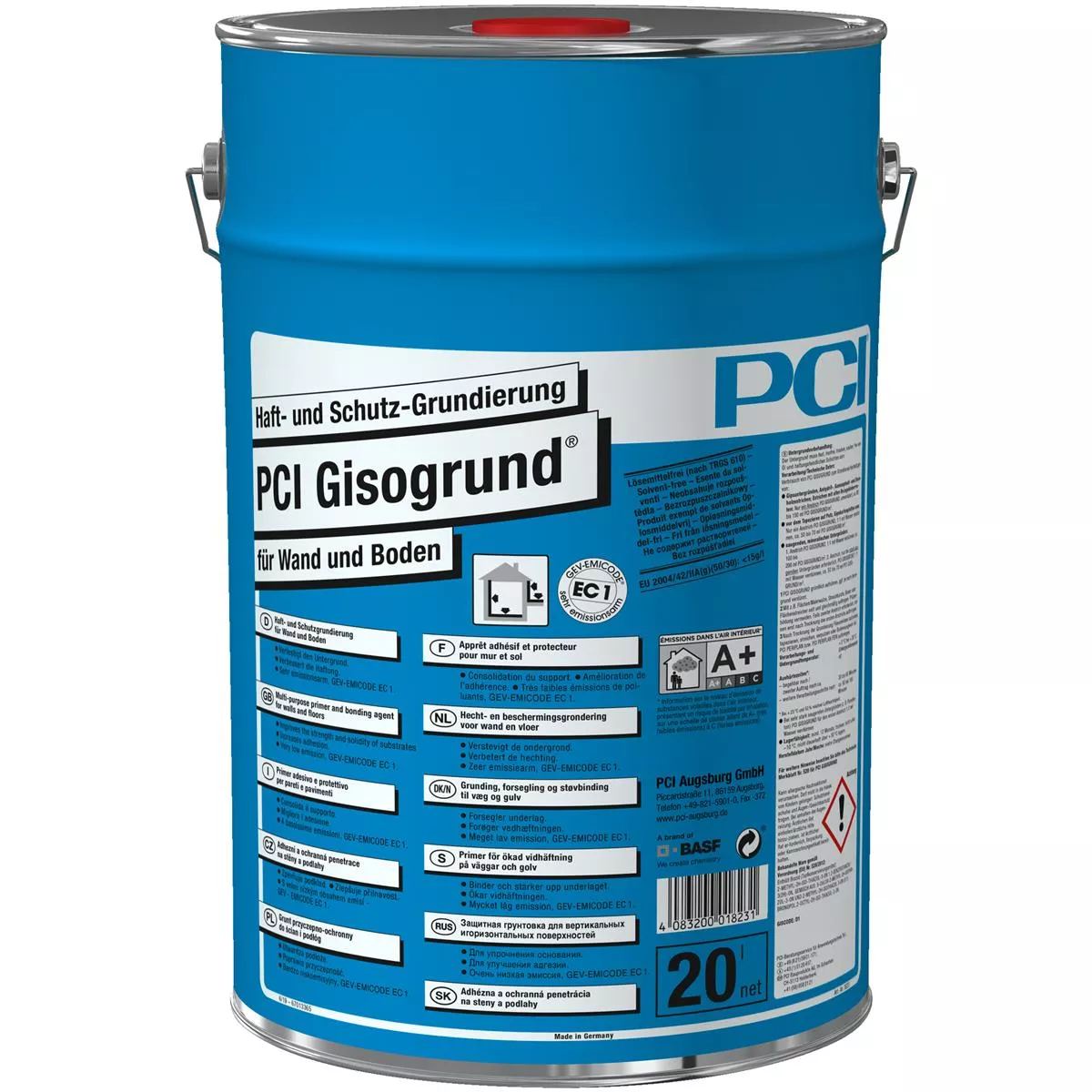 Adhésif PCI Gisogrund et apprêt protecteur bleu 20 litres