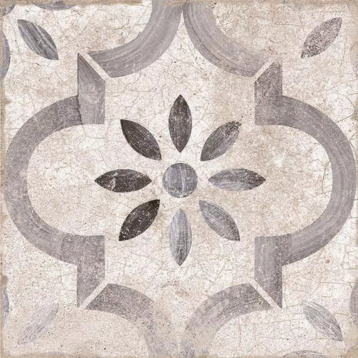 Porselein steengoed Tegels Allora Decor Grijs 22,5 x 22,5cm