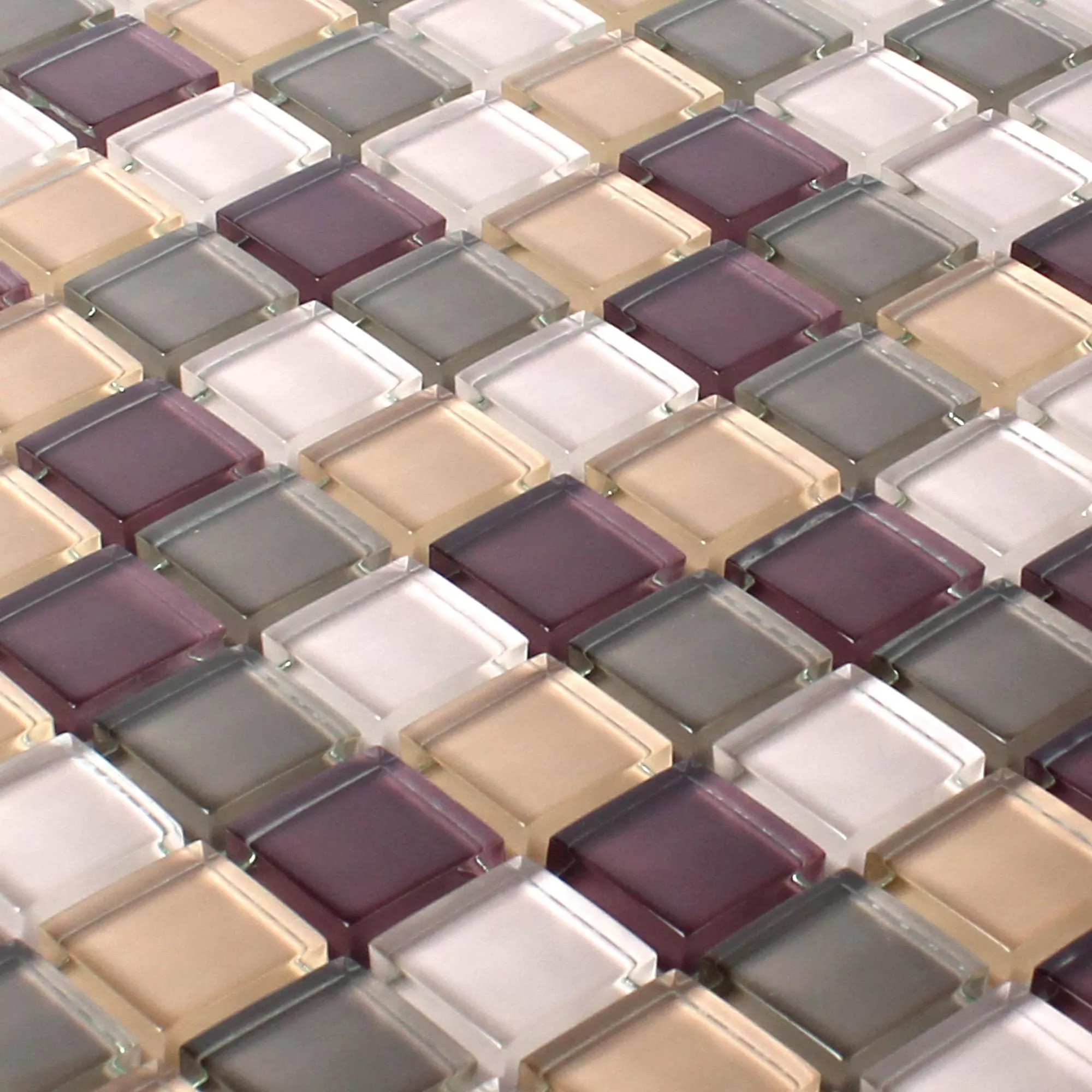 Échantillon Mosaïque Carrelage Verre Benjamin Violet Beige