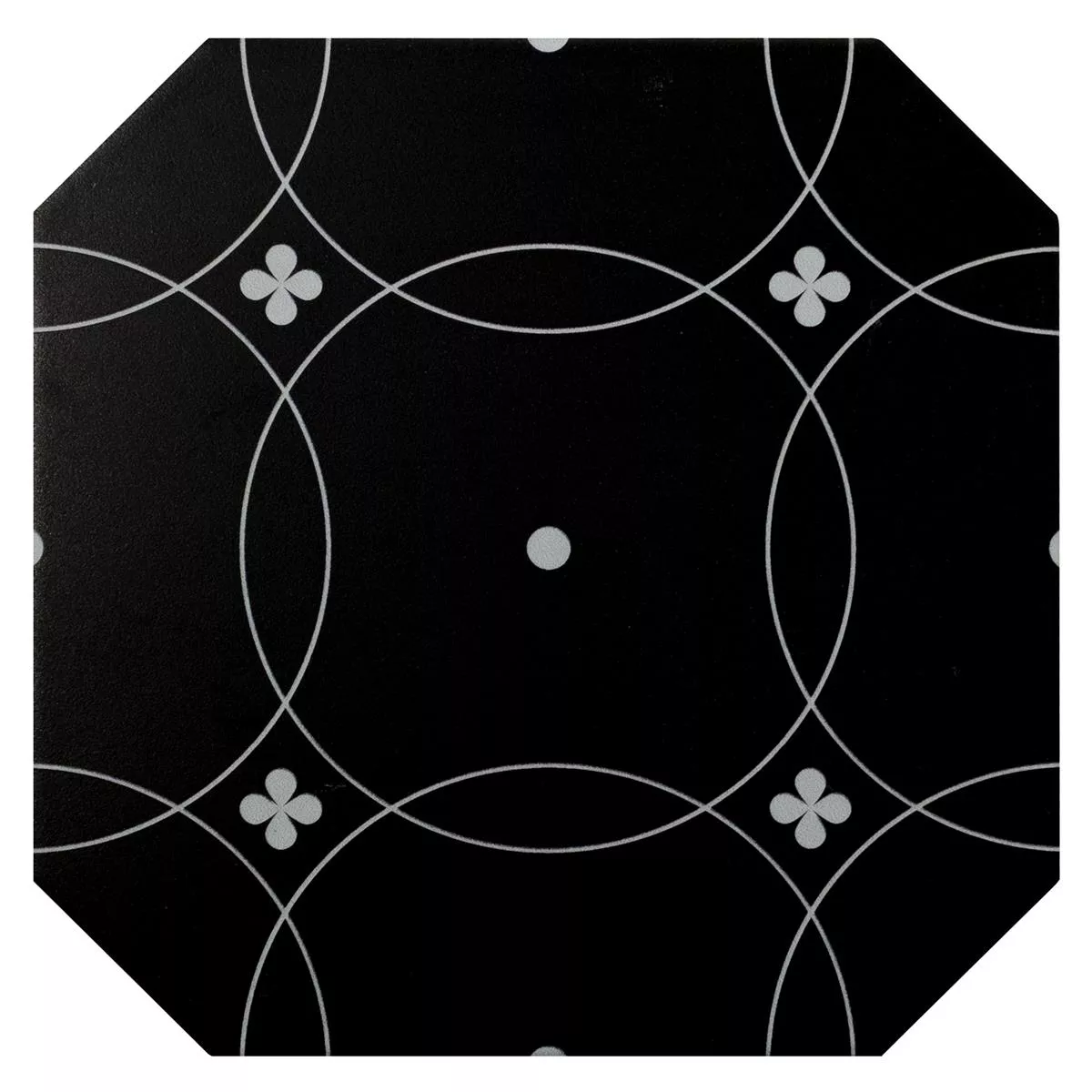 Grès Cérame Pleine Masse Carrelage Genexia Noir Blanc Decor 1 Octogone 20x20cm