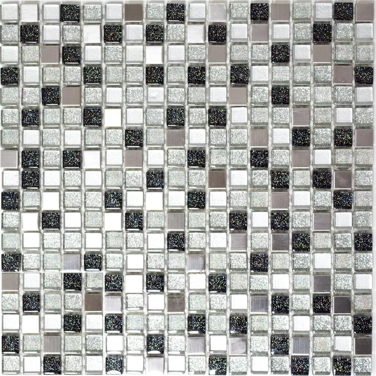 Sample Glas Roestvrij Staal Metaal Mozaïektegels Zilver Zwart