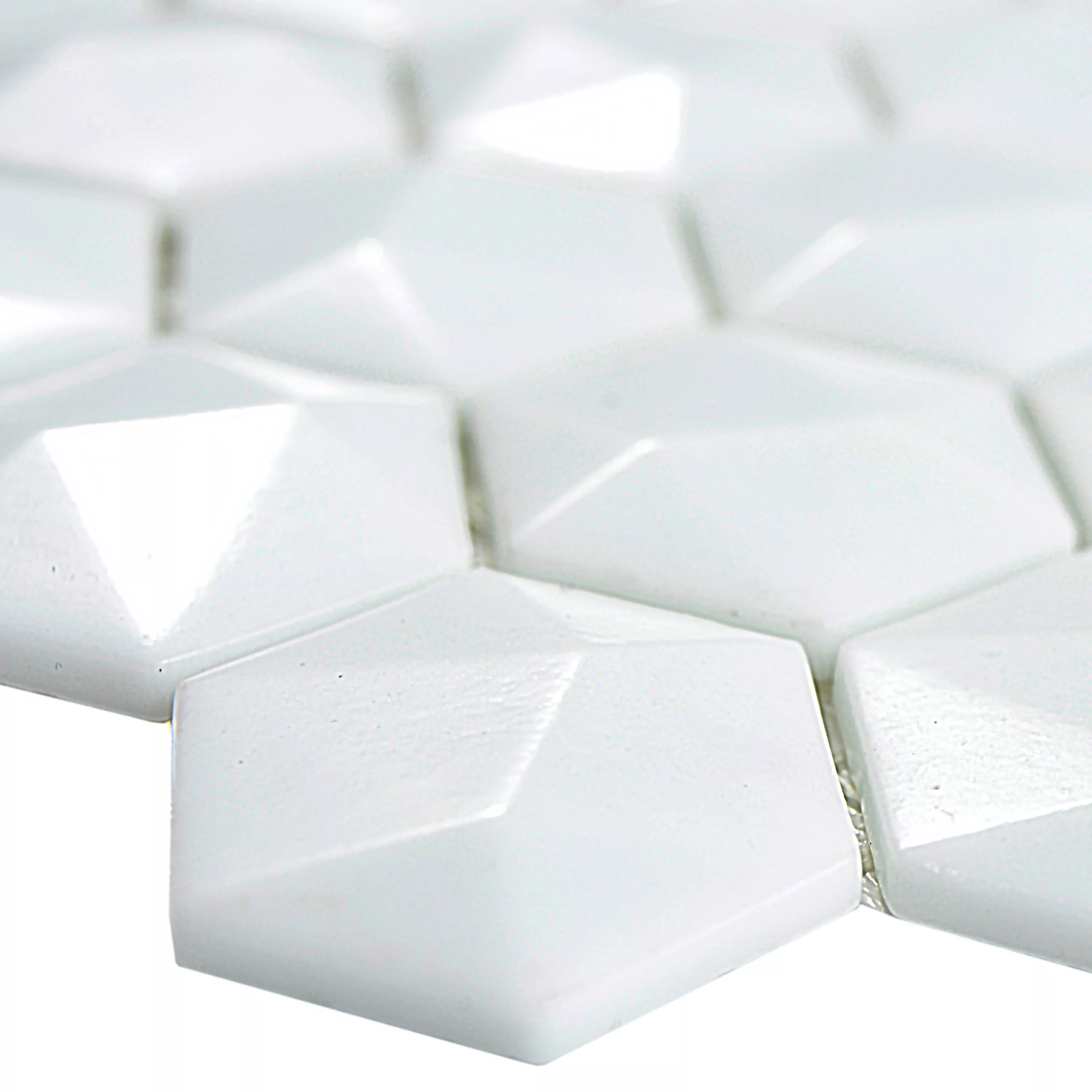 Échantillon Mosaïque En Verre Carrelage Benevento Hexagone 3D Blanc
