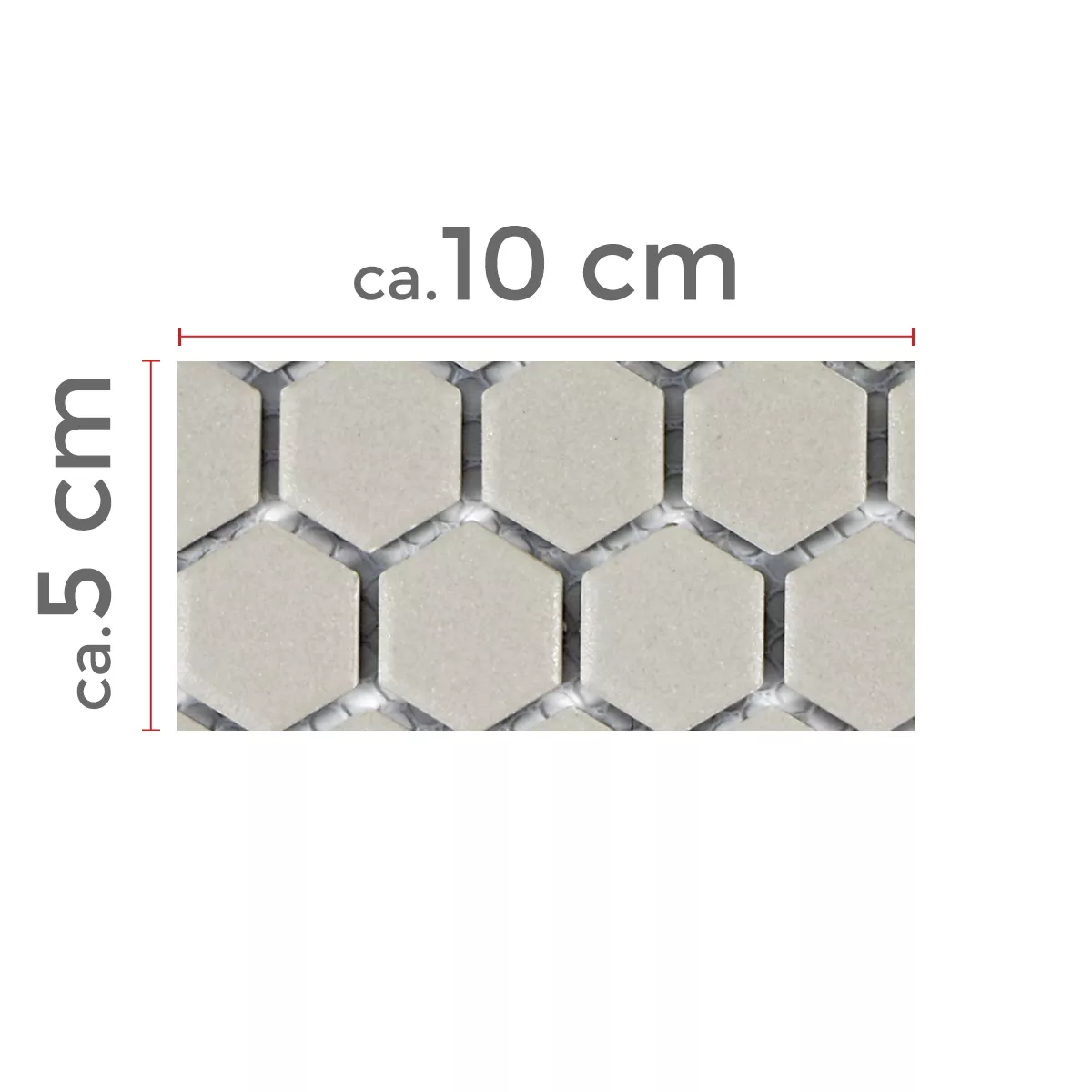 Sample Keramiek Mozaïektegels Hexagon Zeinal Onverglaasd Lichtgrijs R10B