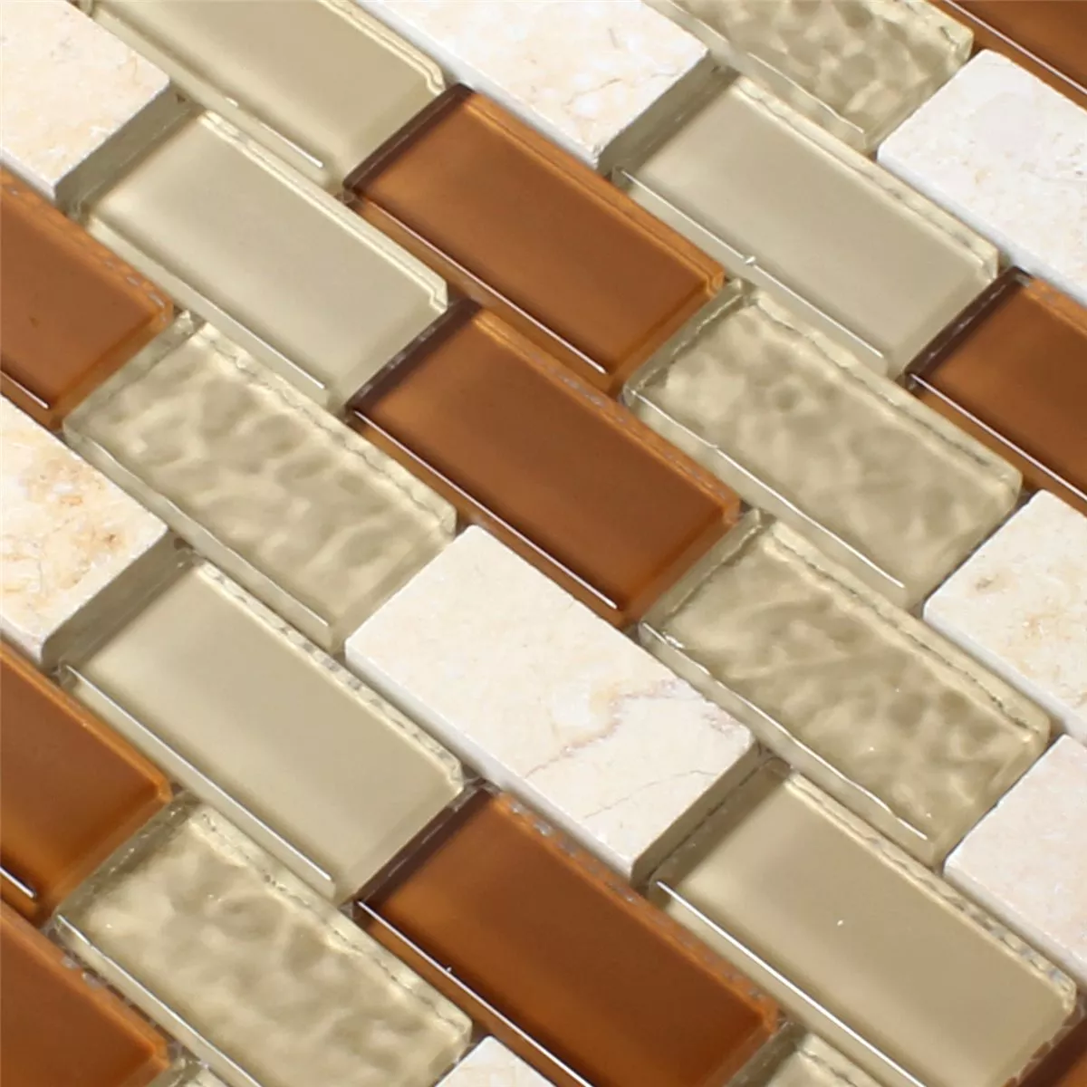 Échantillon Verre Marbré Mosaïque Beige Mix