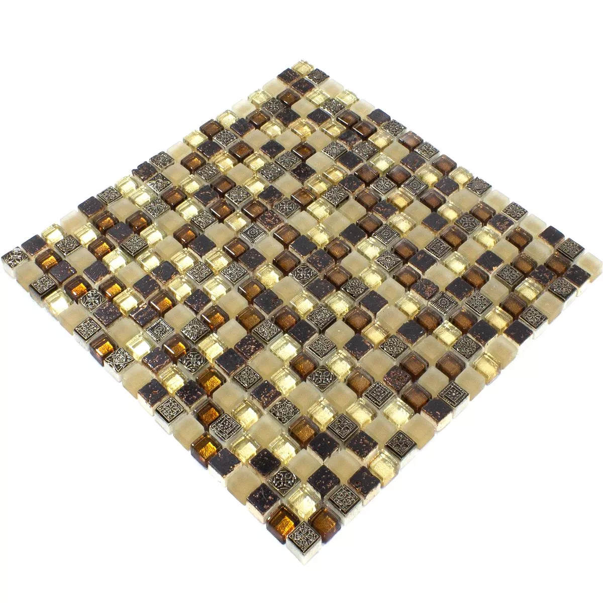 Échantillon Verre Marbre Mosaïque Carrelage Kingsburg Brun Mix