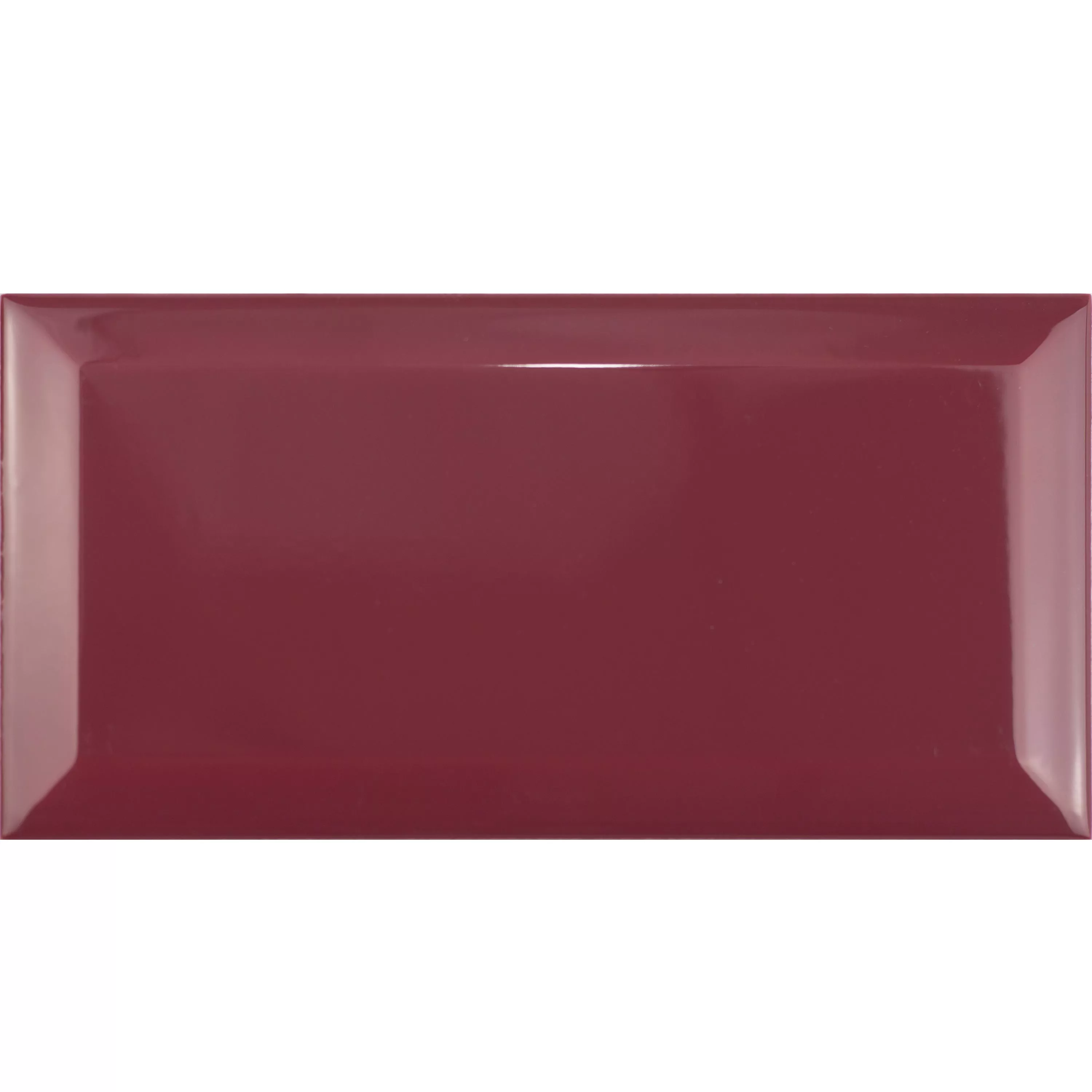 Metro Wandtegels Brussel Met Facet 10x20x0,7cm Rojo Burdeos