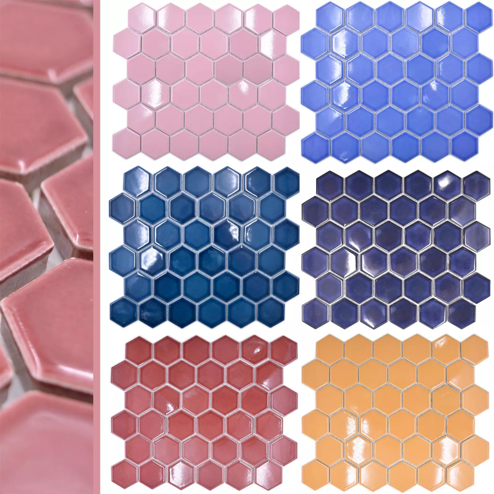 Sample van Keramiek Mozaïek Tegels Salomon Hexagon