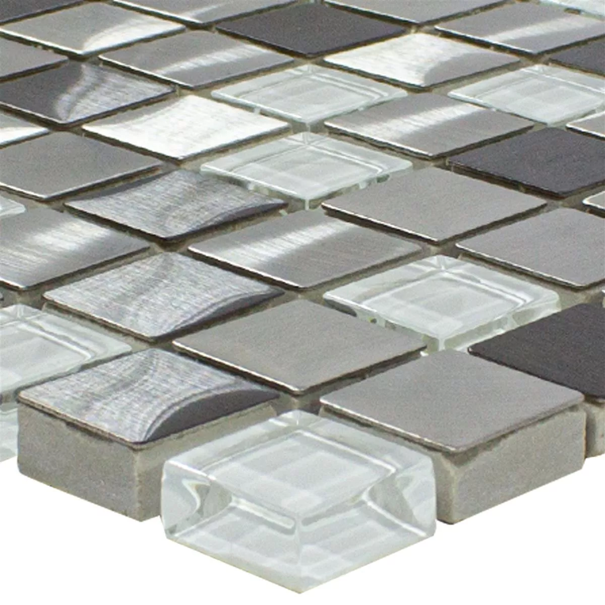 Glas Metaal Roestvrij Staal Mozaïektegel Stella Wit Zilver Glas Metaal Roestvrij Staal Mozaïektegel Stella Wit Zilver
