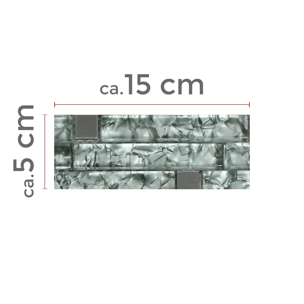 Sample Mozaïektegel Zaide Roestvrij Staal Glas Mix Grijs